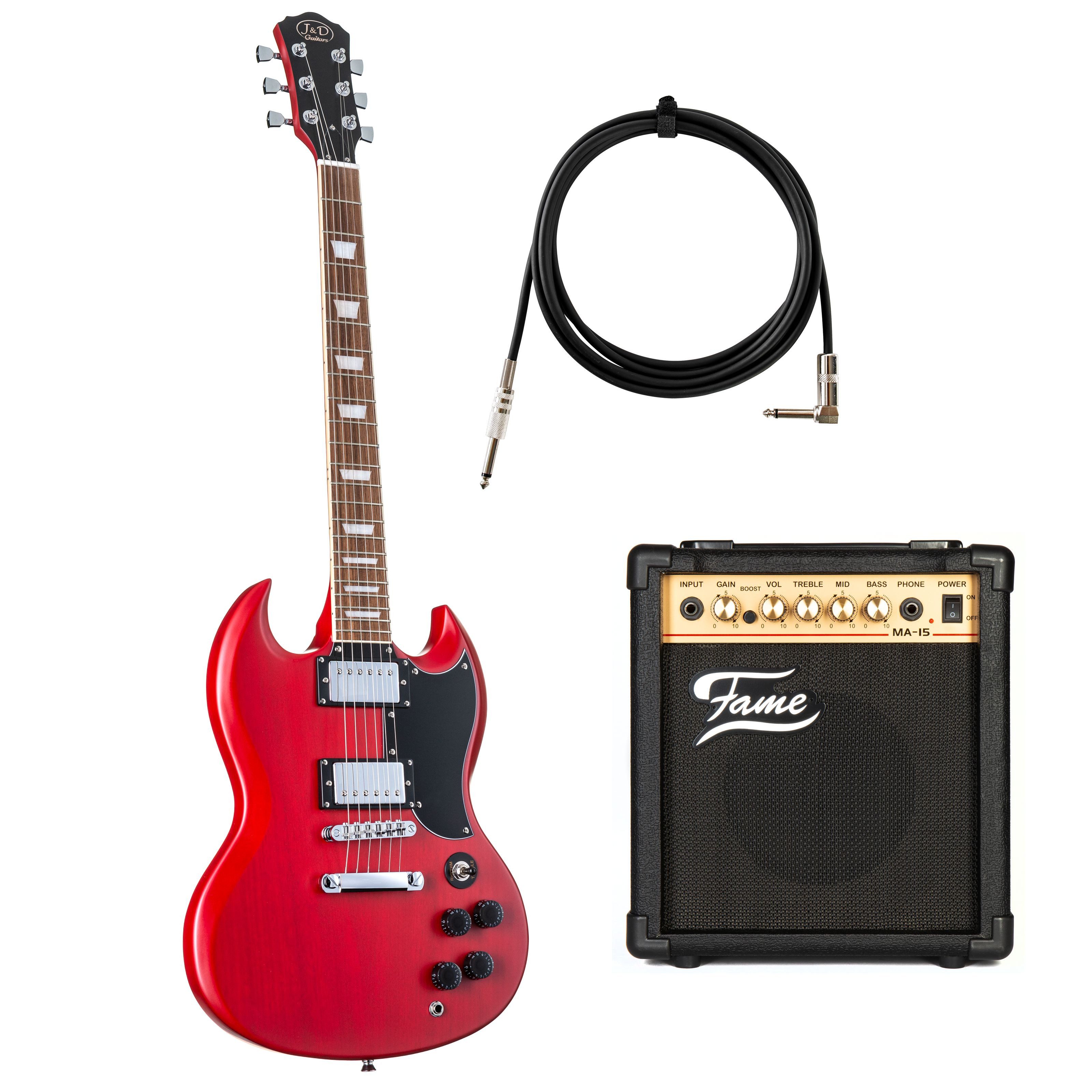 J & D E-Gitarre, E-Gitarren, E-Gitarren-Sets, GG1S II RS + MA15 - E-Gitarren Anfänger Set