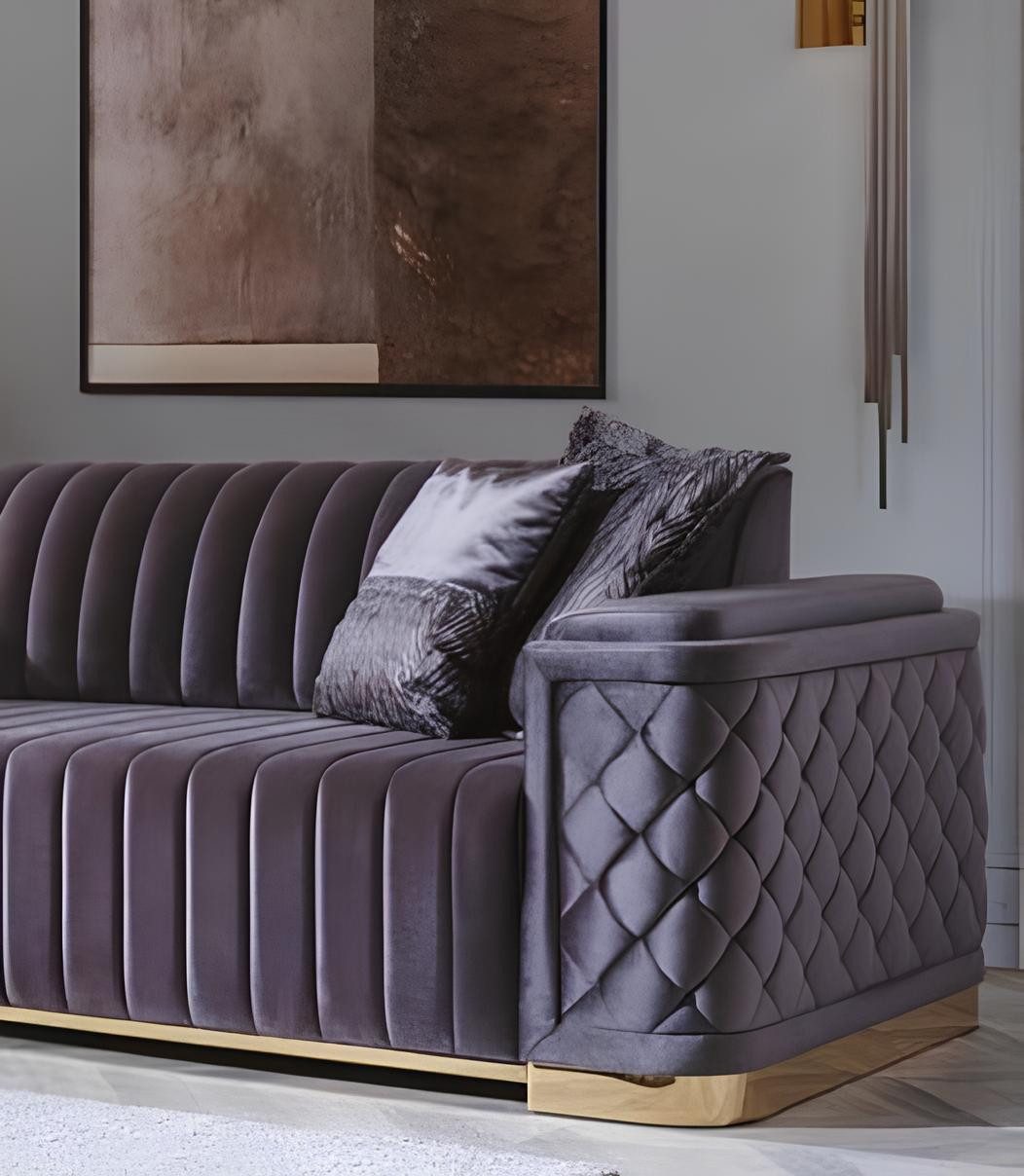 JVmoebel Big-Sofa Luxuriöses Samtsofa in staubigem Violett mit Bettkasten, Made in Europa