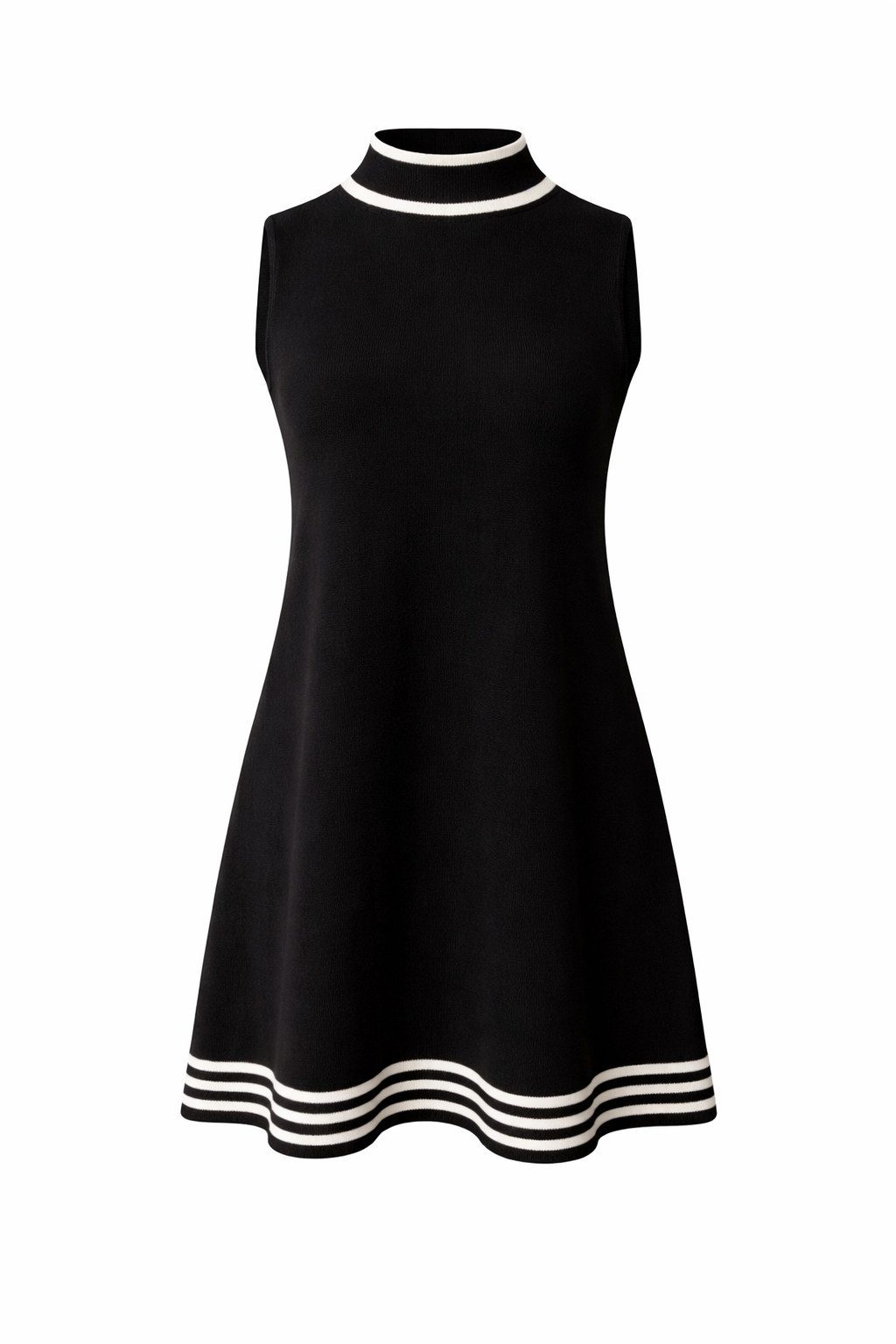 Mississhop Strickkleid Strickkleid Damen Strickkleid ohne Ärmel mit Stehkragen und Kontrastst