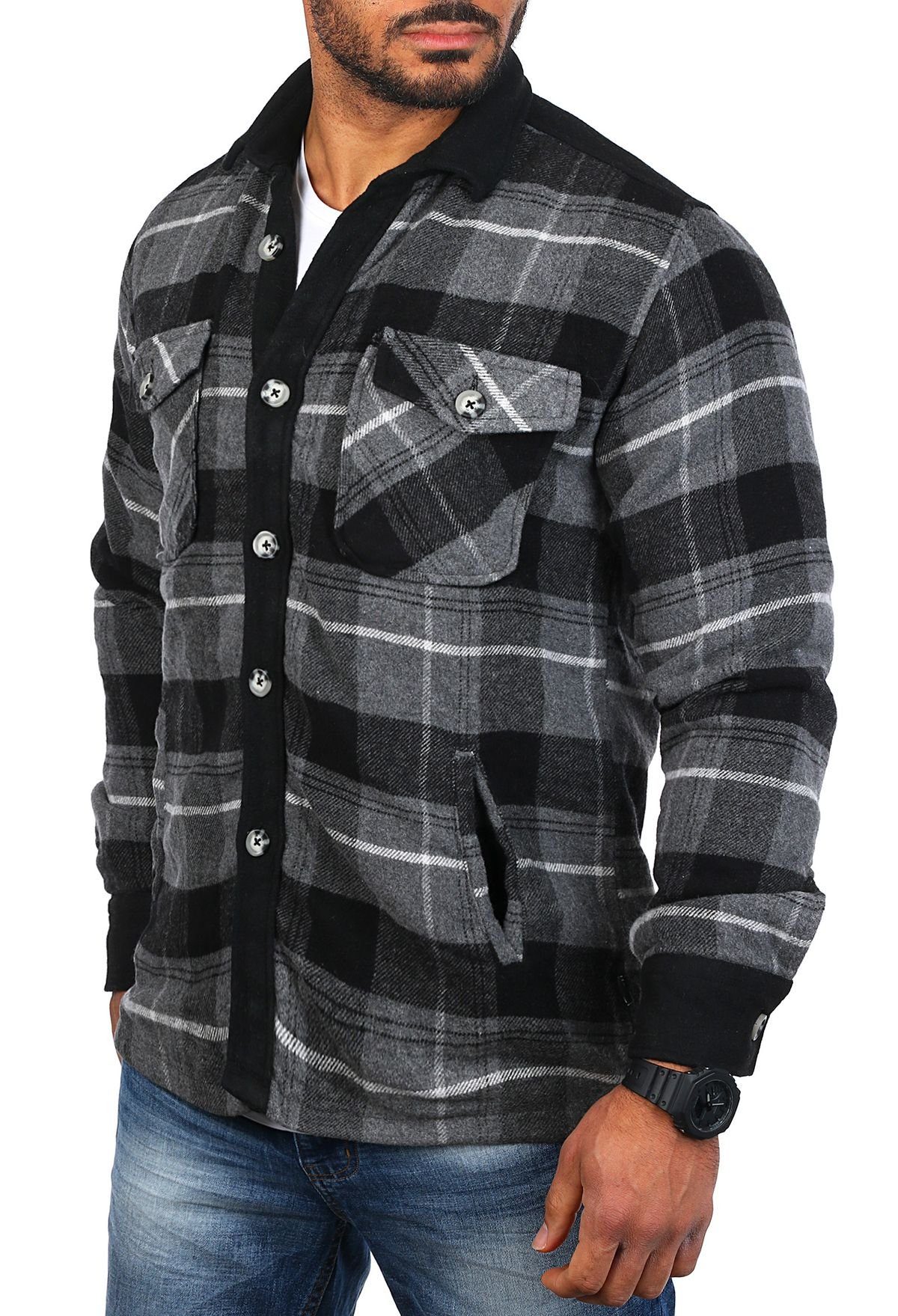 CARISMA Langarmhemd gefütterte Holzfäller Karo Hemd Jacke dicke weiche Qualität 8524 Regular Langarm Kentkragen Kariert