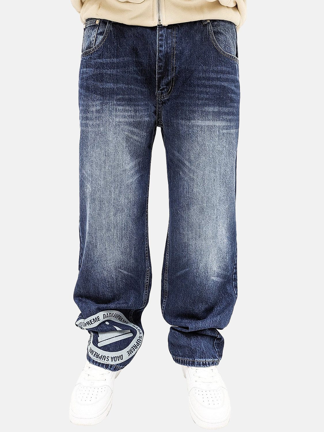 DADA Supreme Regular-fit-Jeans Baggy Denim Pants im Loose Fit mit Print Design Double Crown Coin