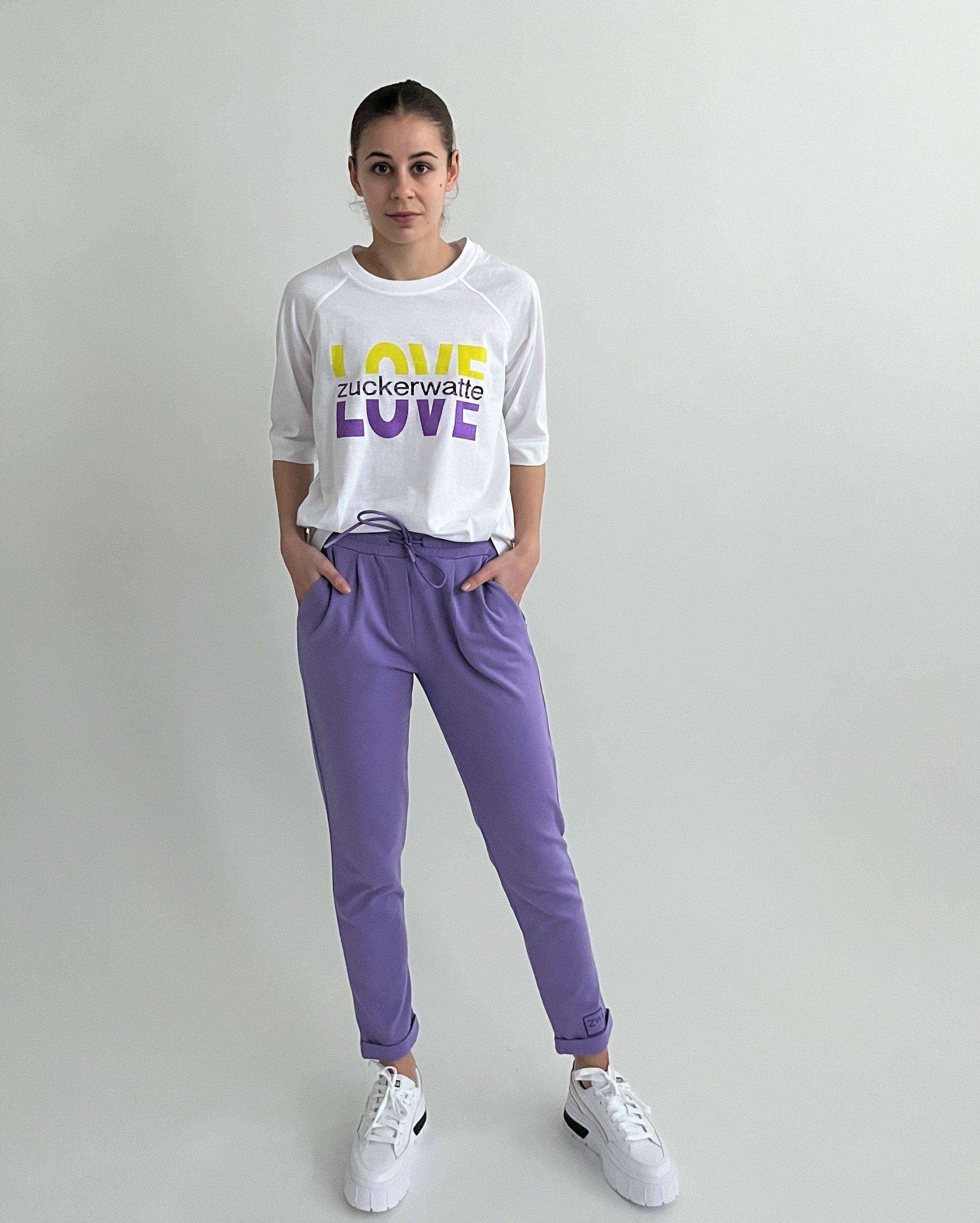 Zuckerwatte Print-Shirt Boyfriendshirt mit "LOVE" 100% Baumwolle Print aus