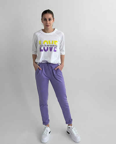 Zuckerwatte Print-Shirt Boyfriendshirt mit "LOVE" Print aus 100% Baumwolle