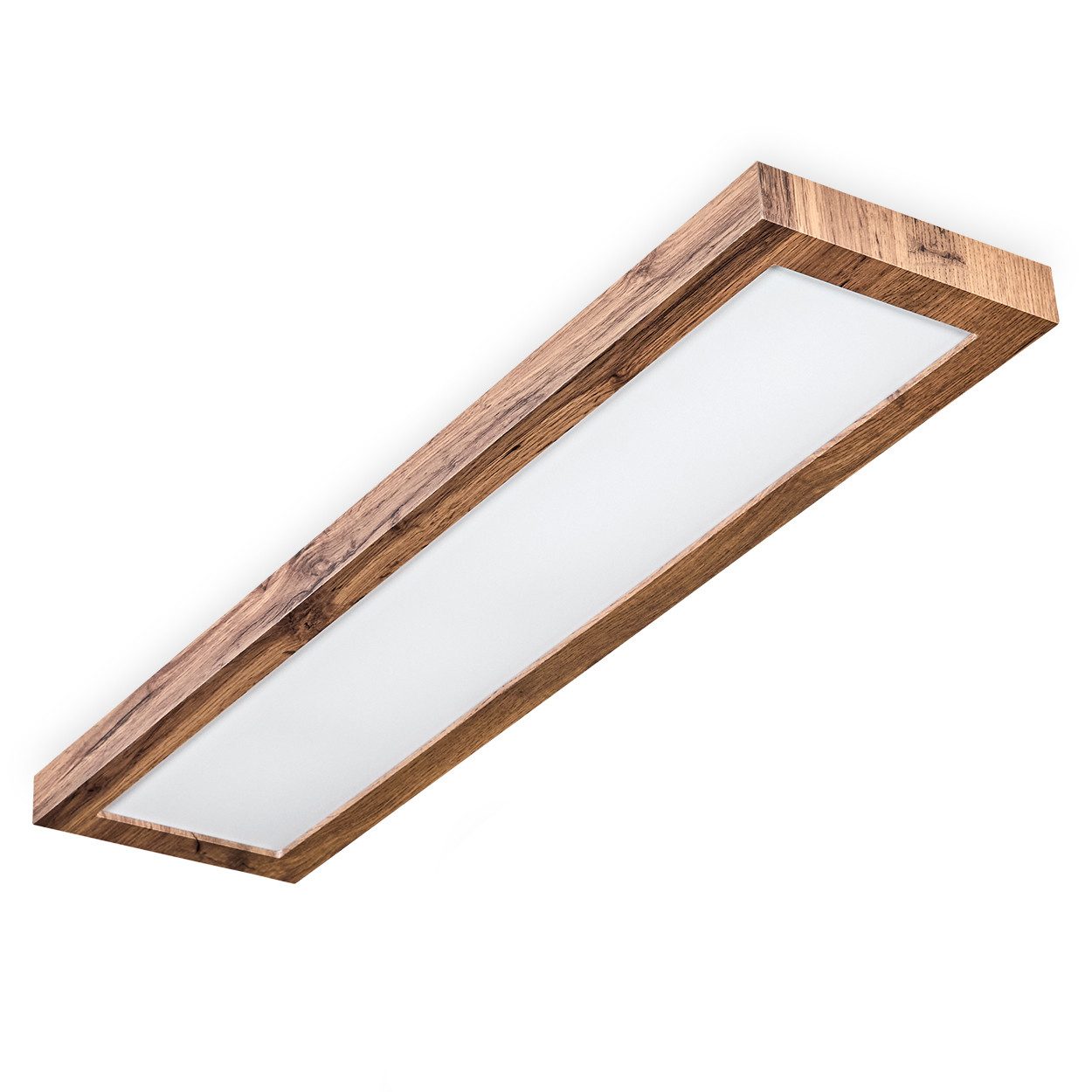 hofstein Deckenleuchte dimmbares Deckenpanel aus Metall/MDF in Schwarz/Holz günstig online kaufen