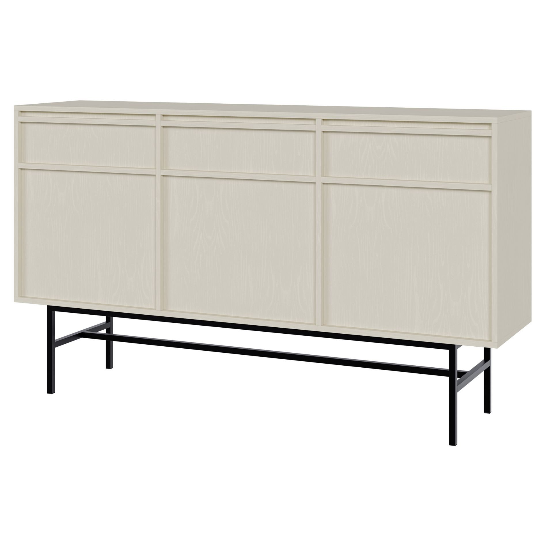Selsey Sideboard EVO, 154 cm breit, mit 3 Schubladen und Türen, Stahlgestell, Push-to-open