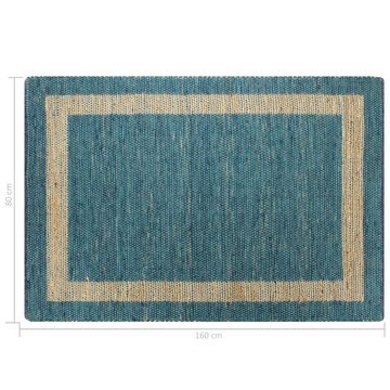 Teppich Teppich Handgefertigt Jute Blau 80x160 cm, vidaXL, Rechteckig