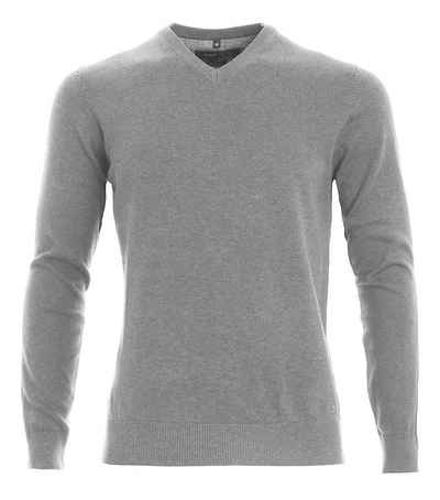 MARVELIS V-Ausschnitt-Pullover »Pullover - Casual Fit - V-Ausschnitt - Einfarbig - Grau« (1-tlg)