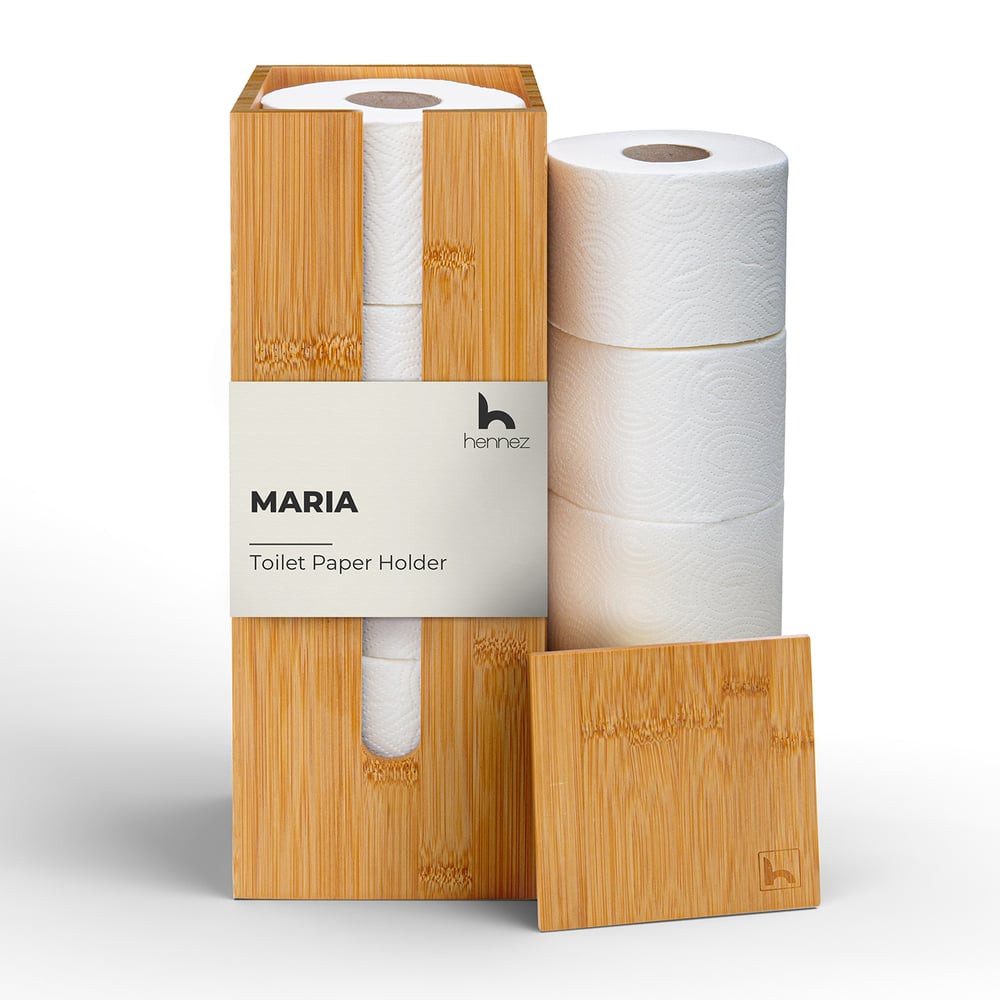 HENNEZ Toilettenpapierhalter Toilettenpapier-Aufbewahrung "Maria" - Bambus günstig online kaufen