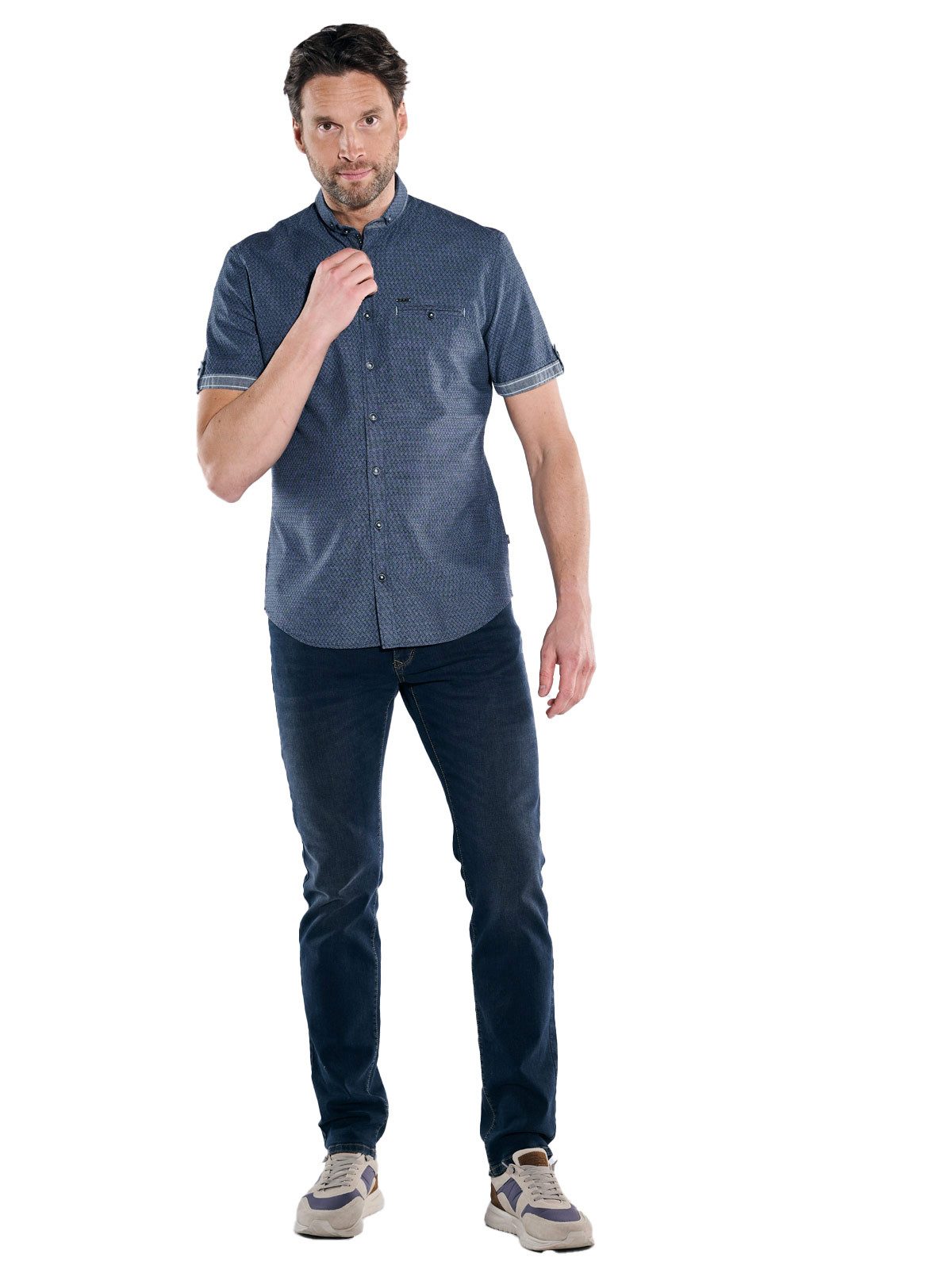 Engbers Kurzarmhemd Herren Kurzarm-Hemd strukturiert, Brilliantblau