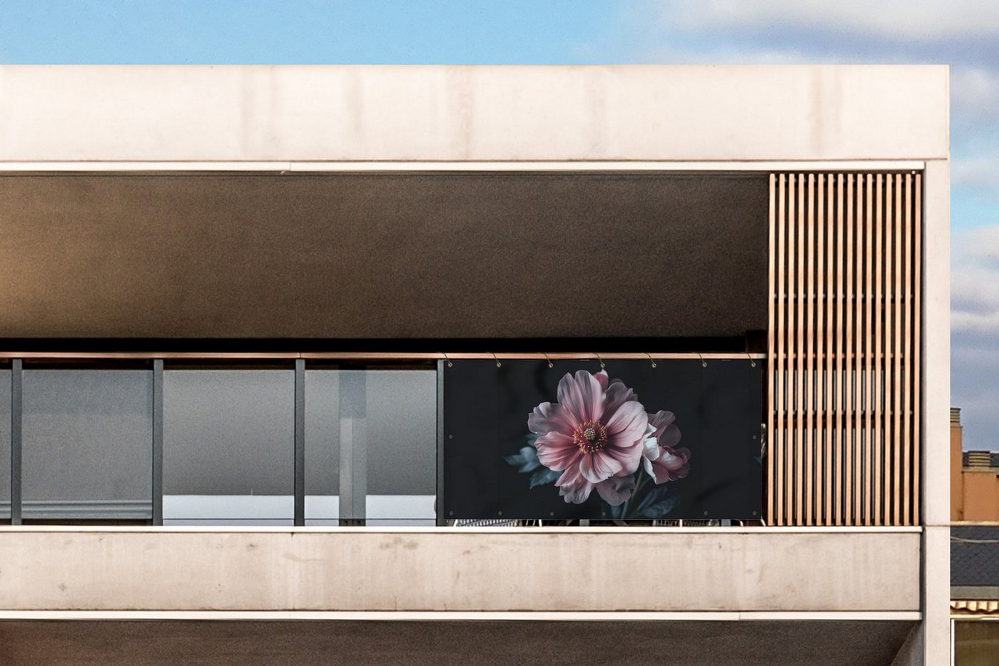Thumbnail - MuchoWow Balkonsichtschutz Blume - Rosa - Botanisch (1-St) Balkon Sichtschutz 90x200, Windschutz für Zaun PVC, 200x90 cm