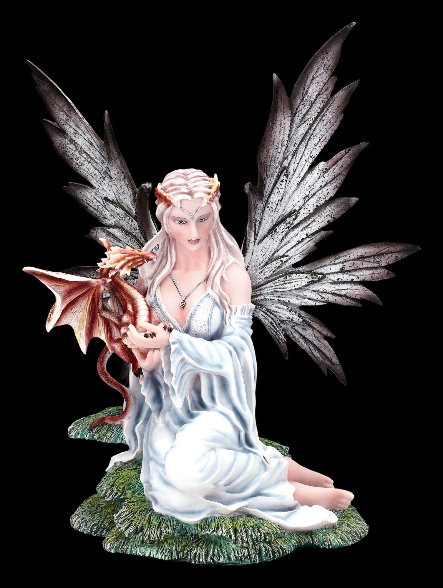 Figuren Shop GmbH Fantasy-Figur Elfen Figur Tagaria mit rotem Drachen ...