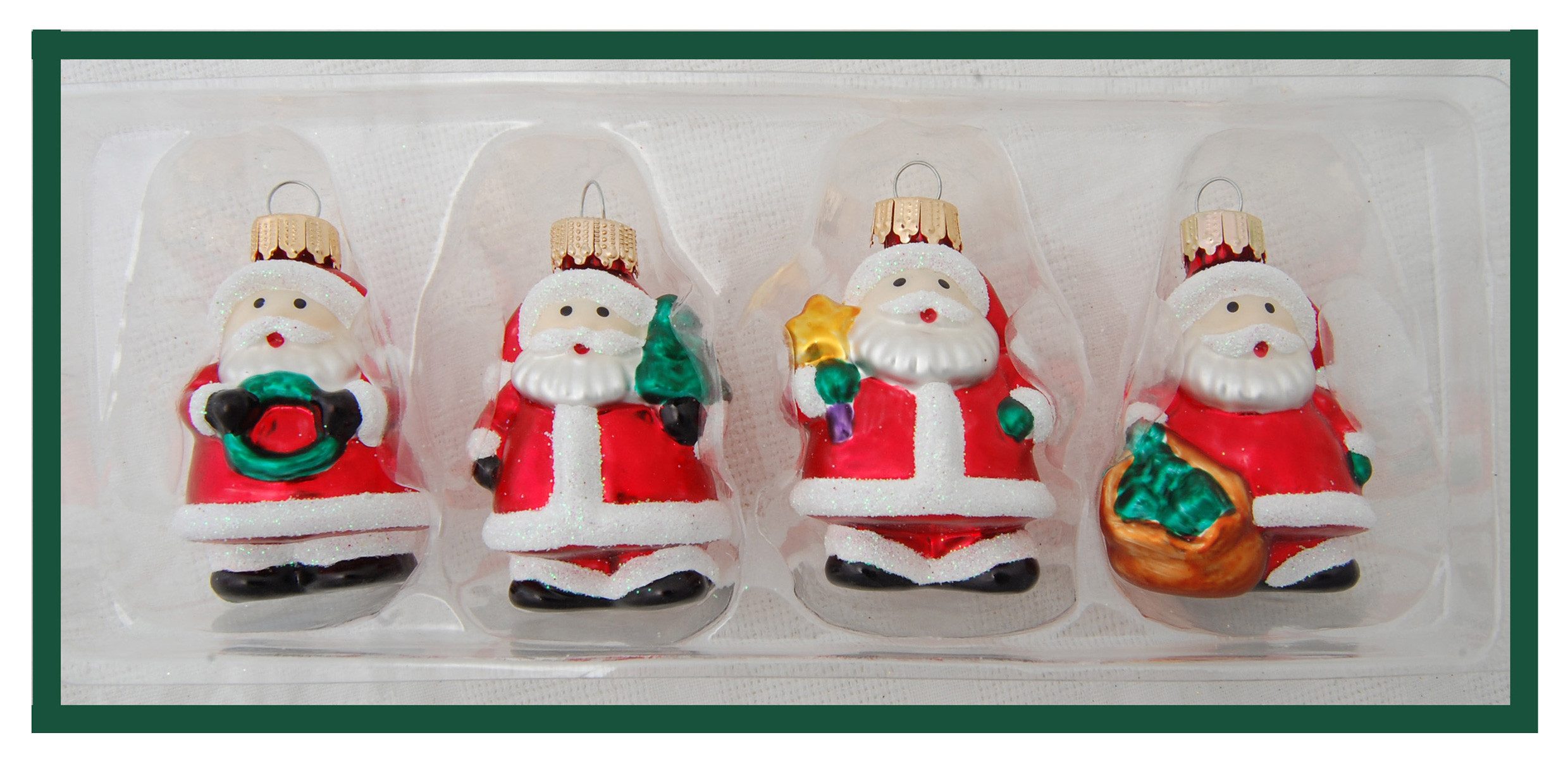 Krebs Glas Lauscha Christbaumschmuck Glasanhänger - 4er Set Mini Figuren - Weihnachtsmann - ca. 4 cm, niedliche Deko für Advent, Weihnachten und die gesamte Winterzeit