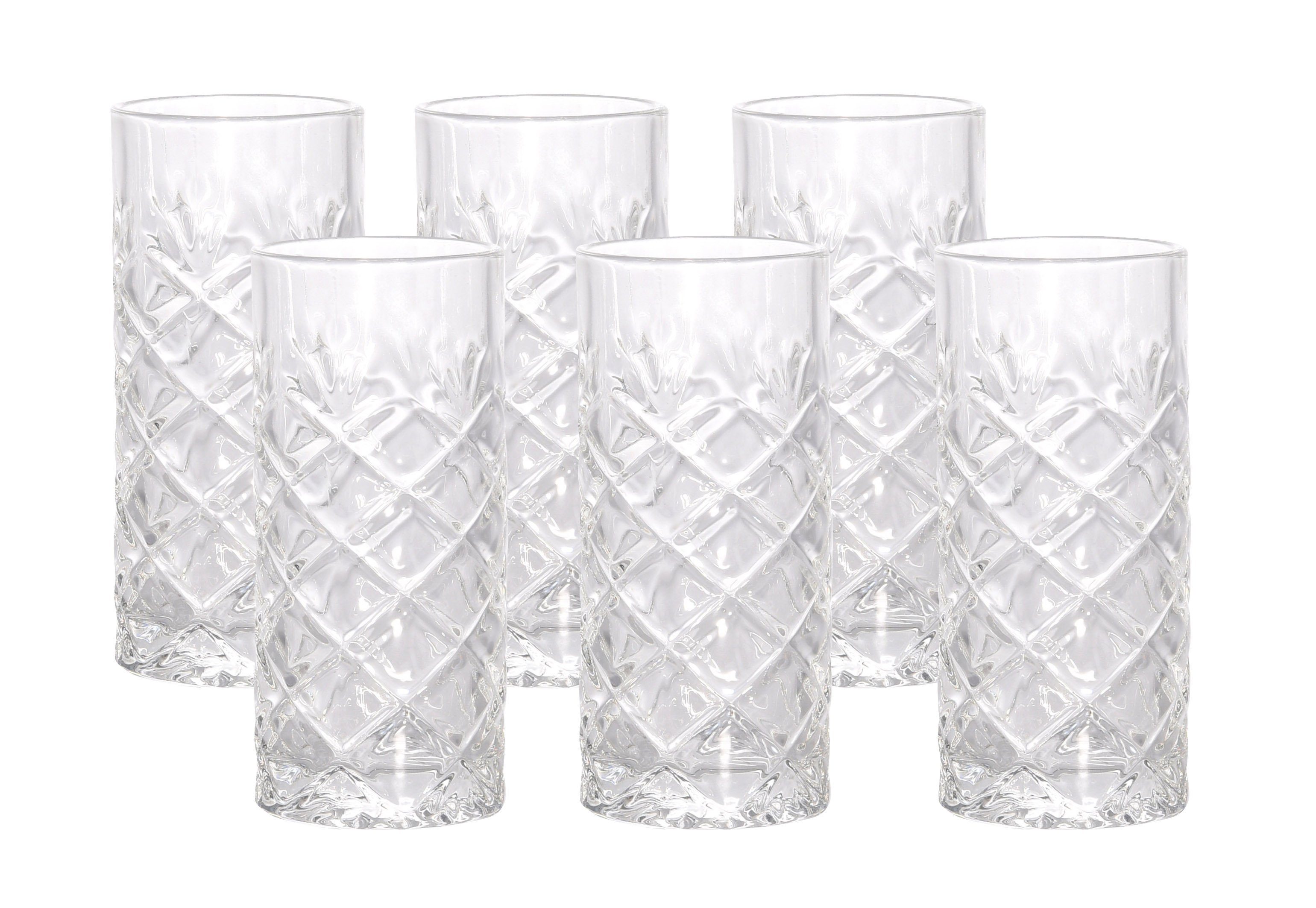 Spetebo Gläser-Set Wasser Gläser 250 ml, Glas, Trinkgläser mit Rauten Muster