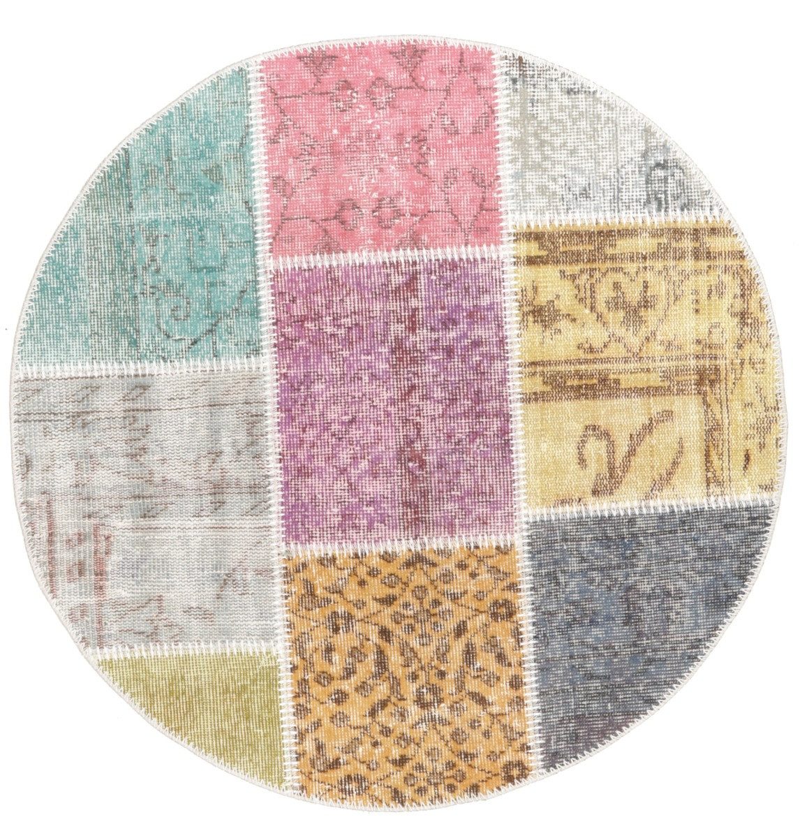 Carpet Avenue Teppich Patchwork 100x100, Rund, Höhe: 8 mm