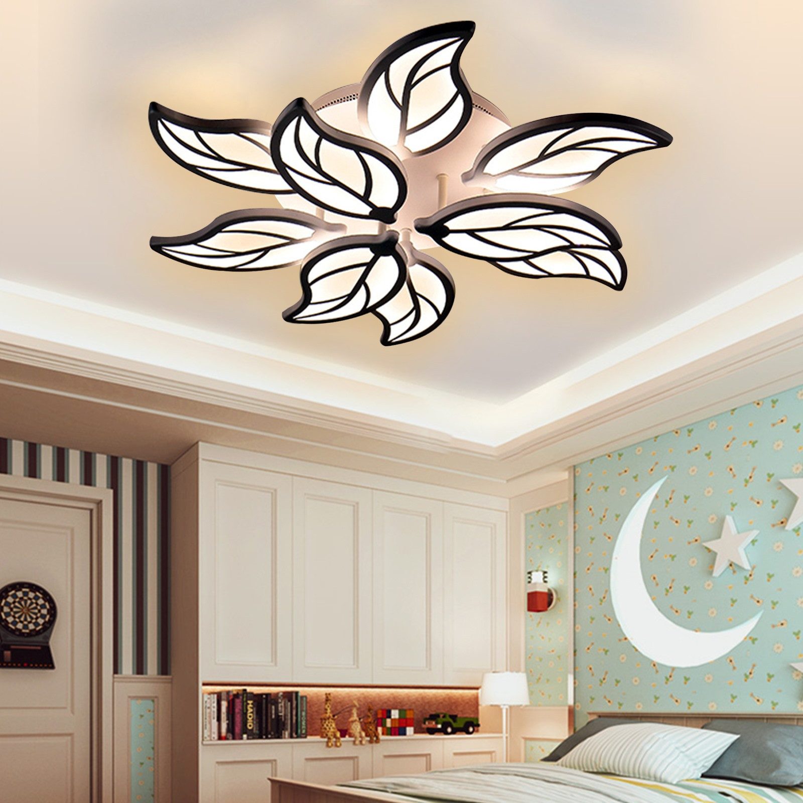 Deckenleuchten Blattform Wohnzimmer LED Deckenlampe mit Fernbedienung Dimmbar