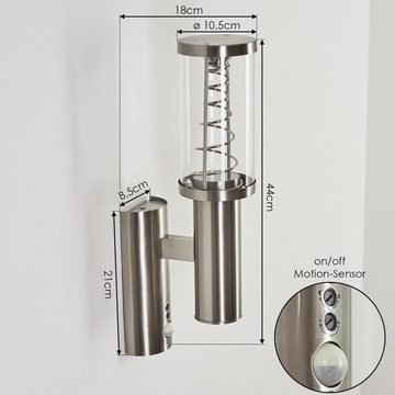 hofstein Außen-Wandleuchte moderne Außenlampe aus Metall/Glas in Nickel-matt/Klar, LED wechselbar, 3000 Kelvin, für außen mit tollem Lichteffekt, 2x GU10 35 Watt, 350 Lumen, IP54