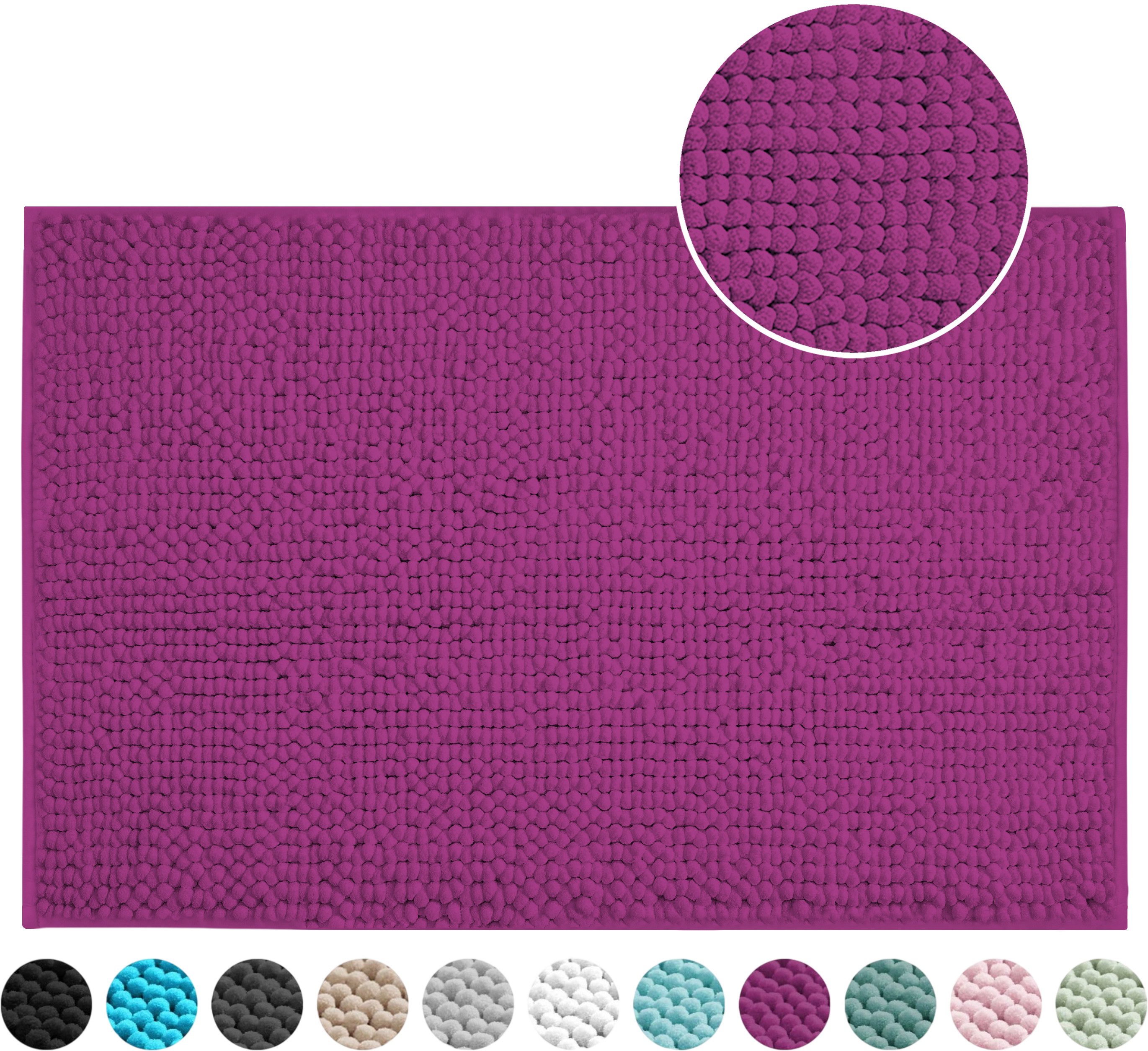 OTTO home Badematte Vanessa Chenille, Standard & Premium, 15cm oder 20cm, auch als 2er Set, rutschhemmend beschichtet, schnell trocknend, strapazierfähig, fußbodenheizungsgeeignet, Polyester, rechteckig, Uni Farben, besonders weich, flauschig, Badvorleger