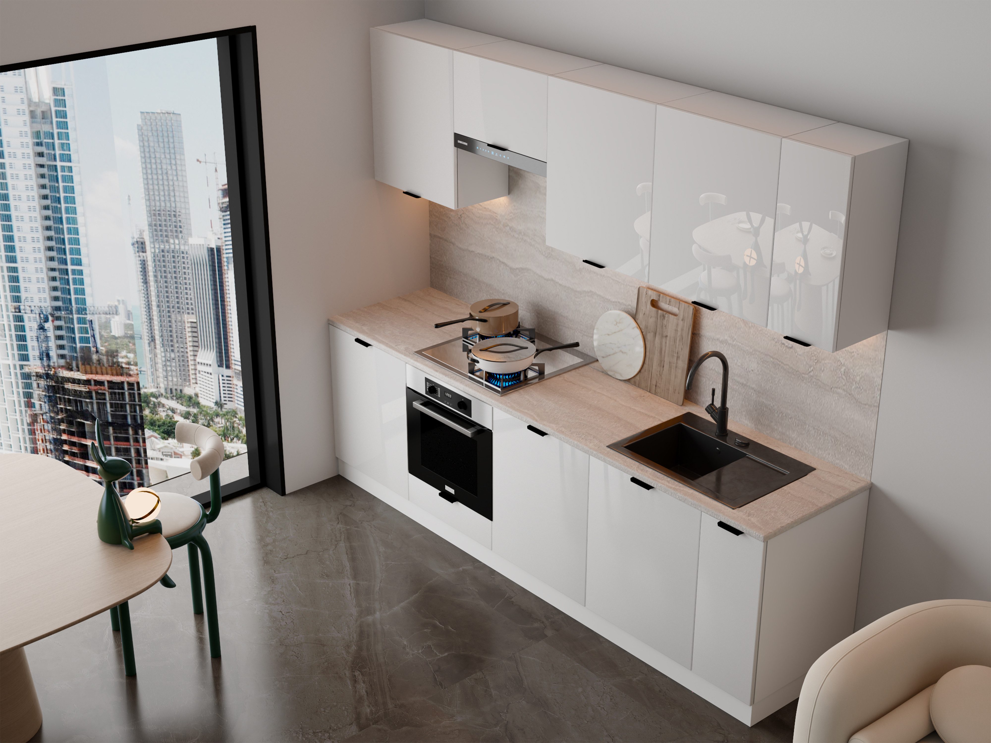 ROYAL24_MARKT Küchenzeile – 270 cm – Lunara – Ohne Arbeitsplatte & Elektrogeräte, (Set), Feinste Qualität - Modern - Zeitlos
