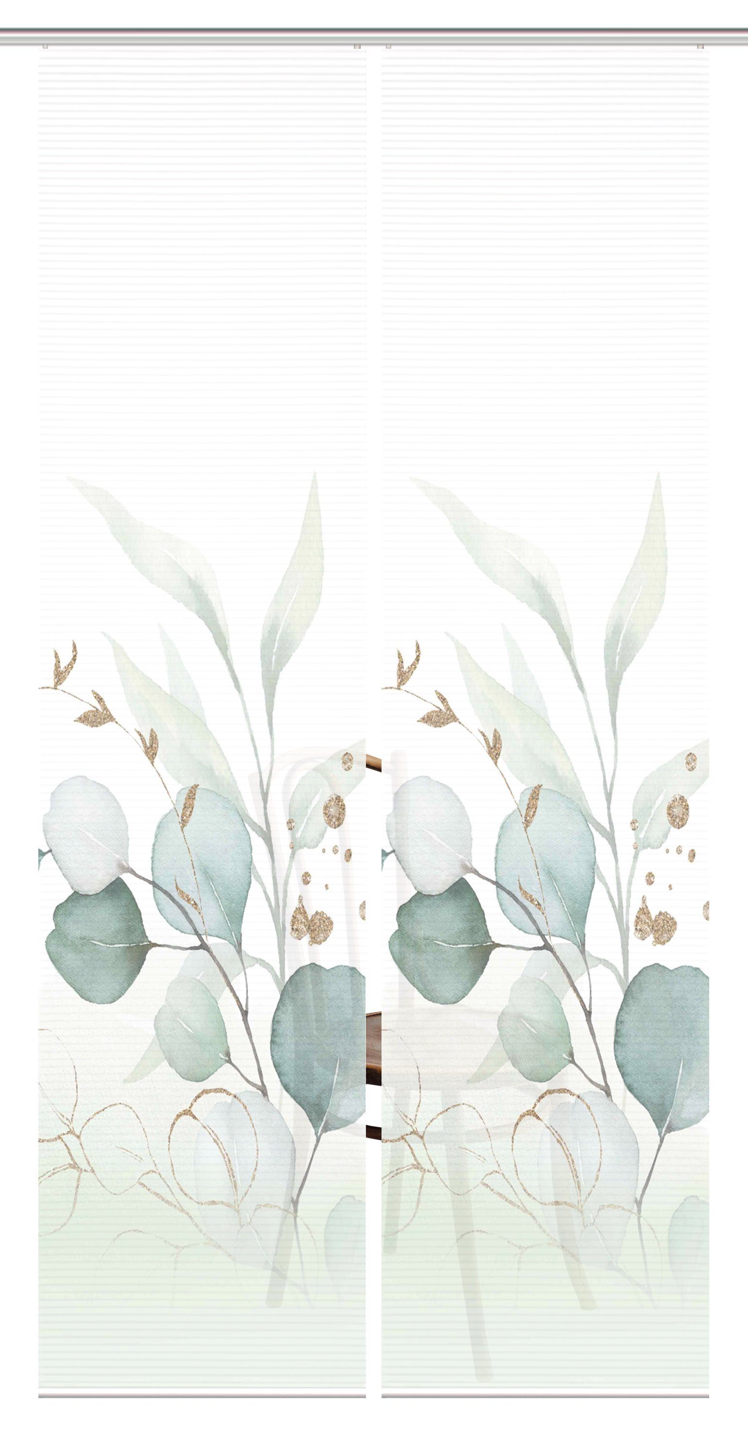 HOME WOHNIDEEN Schiebegardine 84096 ABANIO Schiebegardine rec. Polyester, 245x60 cm, halbtransparent (2 St), Paneelwagen, transparent, Polyester (recycelt) Polyester