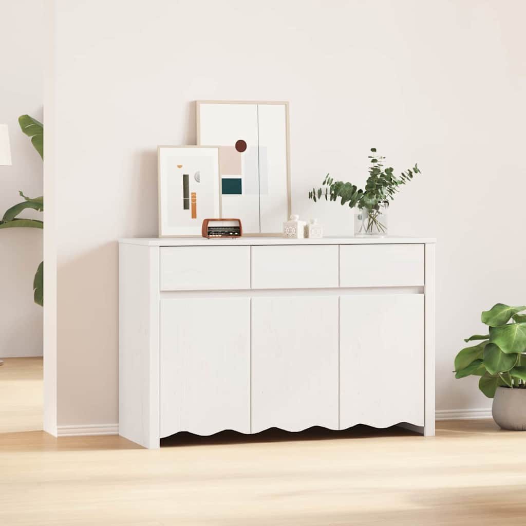 vidaXL Sideboard Sideboard Drammen Weiß 114 x 43 x 75,5 cm Massivholz Kiefer (1 St)
