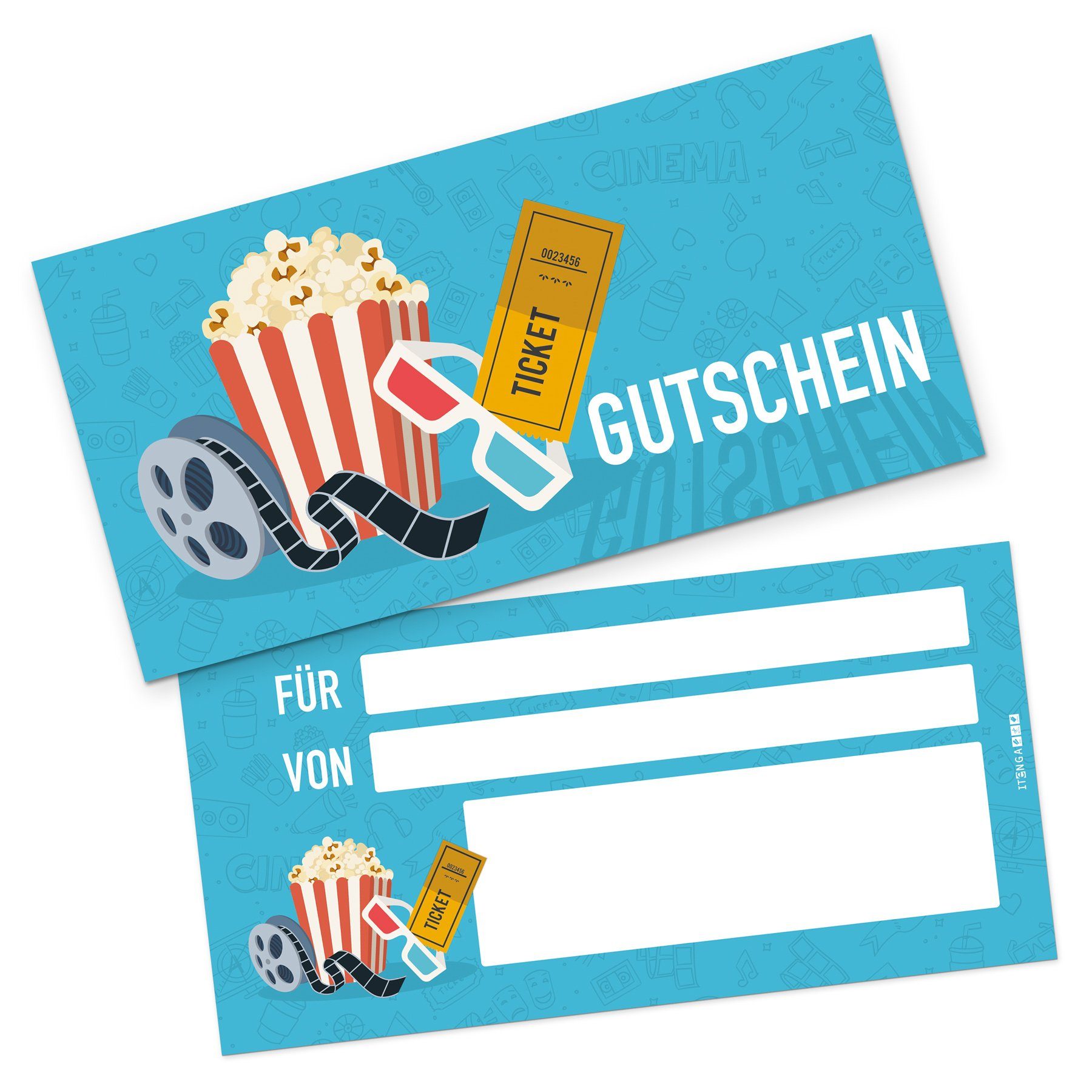 itenga Grußkarten itenga Geschenkgutschein Kinoticket (Motiv 1), Postkarte zum Ausfüllen