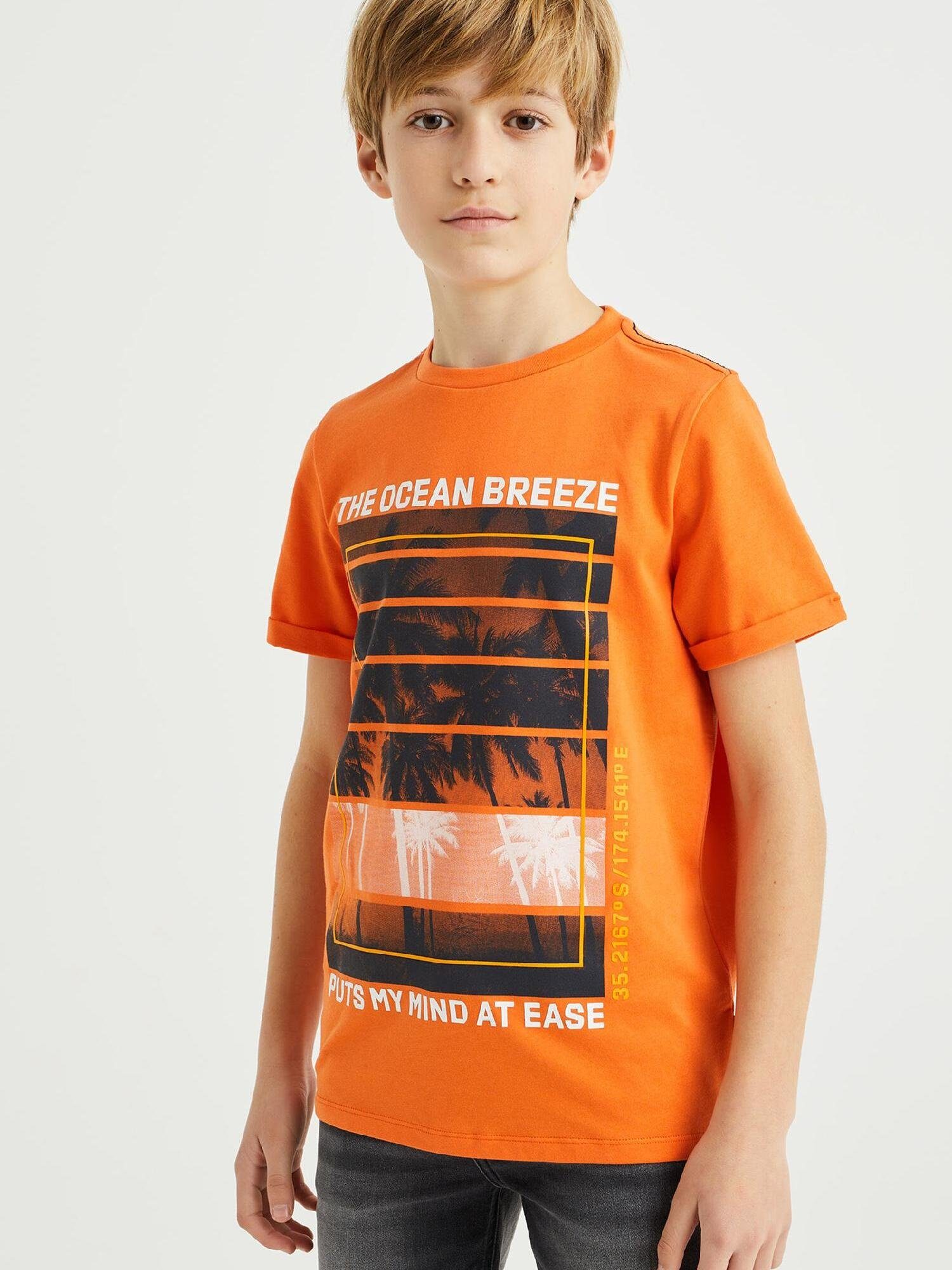 Knallorange (1-tlg) Fashion T-Shirt WE