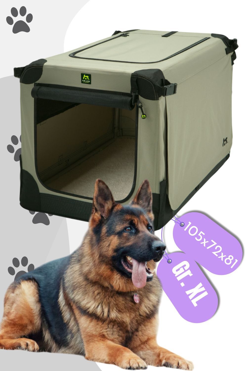 MAELSON Hunde-Transportbox Soft Kennel faltbare Hundebox / Tier Transportbox Beige