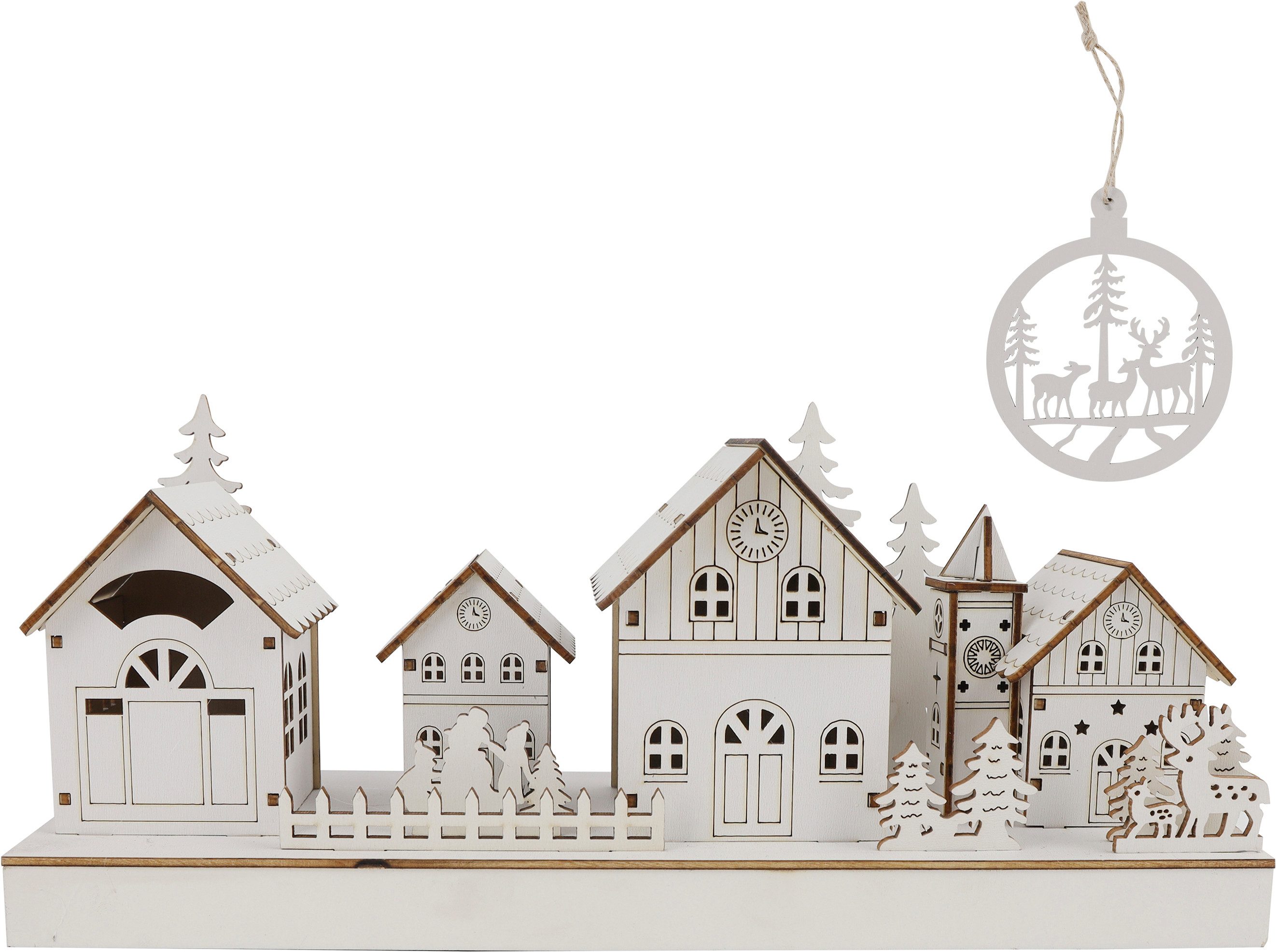 OTTO home Weihnachtsdorf Weihnachtsszene weiß, LED-Licht, detailreich gestaltete Winterszene