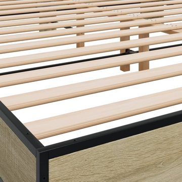 vidaXL Bett Bettgestell Sonoma-Eiche 200x200 cm Holzwerkstoff und Metall