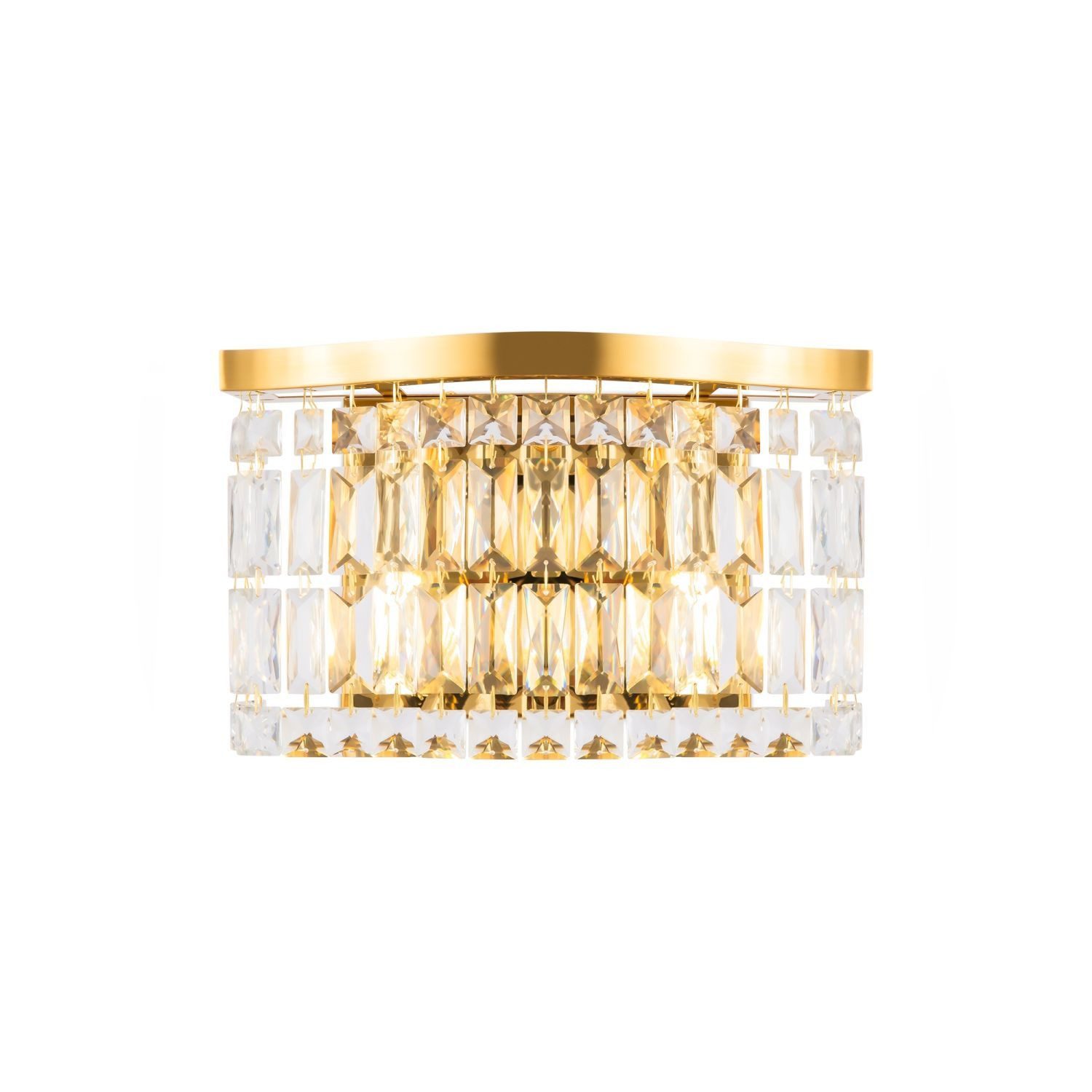 Licht-Erlebnisse Wandleuchte ULAA, ohne Leuchtmittel, Glas Metall 31 cm breit in Gold E14 2-flammig Modern Kristall