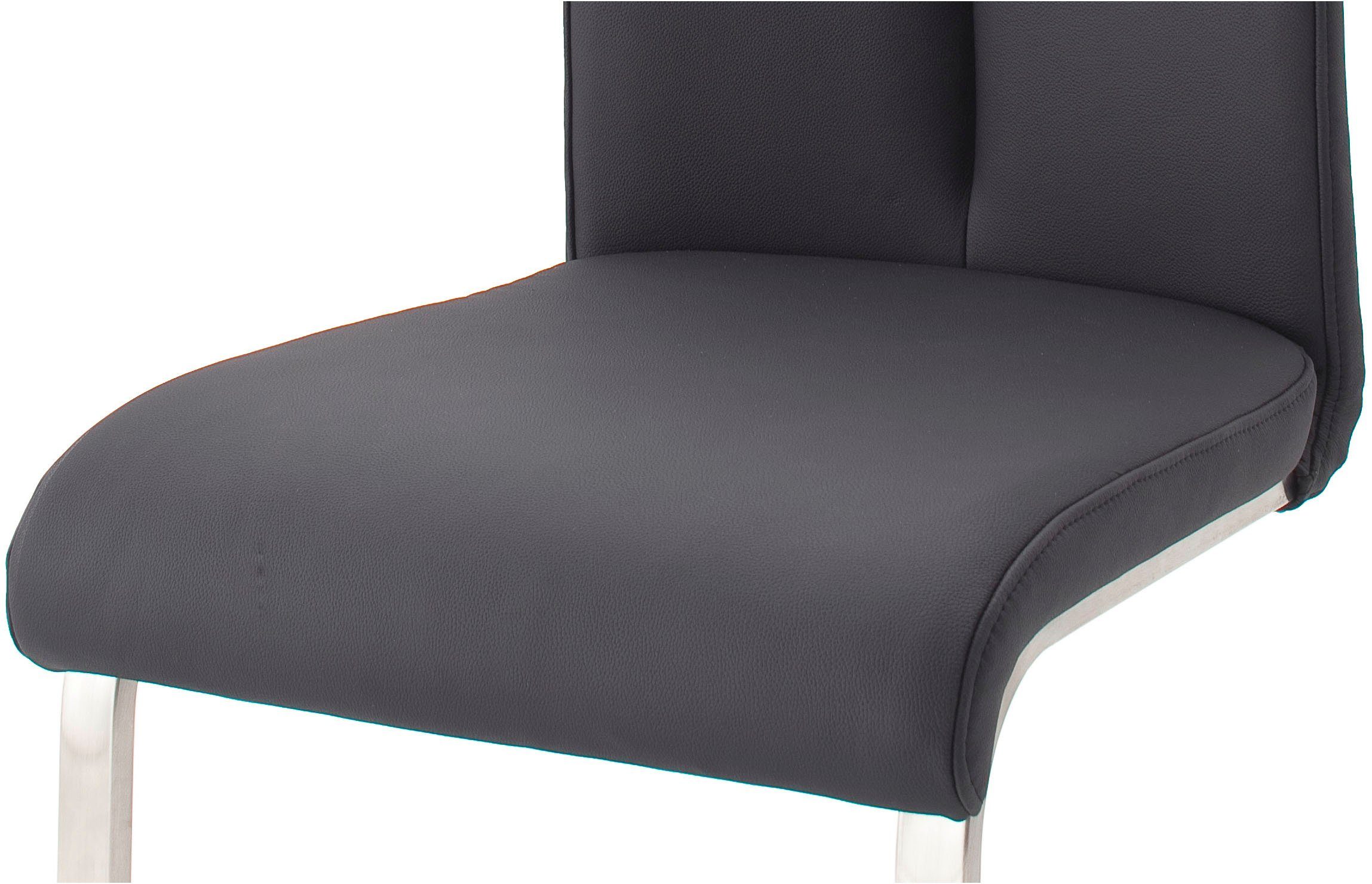 MCA furniture Stuhl Schwarz belastbar 2 (Set, Echtlederbezug, Schwarz/Edelstahl Kg Freischwinger 140 bis | Artos St), mit