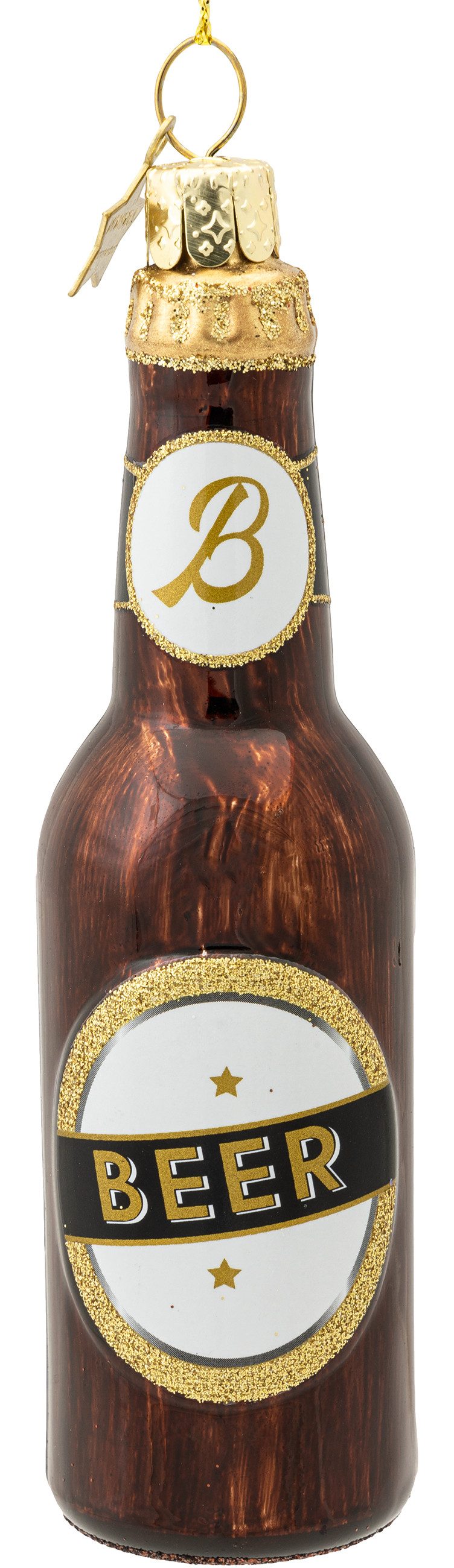 SIKORA Christbaumschmuck Bierflasche besondere Weihnachtskugel Glas Anhänger – BS631, Christbaumschmuck Deko - traditionell, witzig & außergewöhnlich