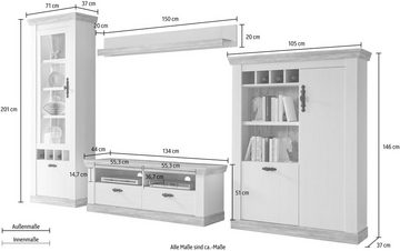 Home affaire Wohnwand Florenz 6, (Set, 4-St), im romatischen Landhauslook