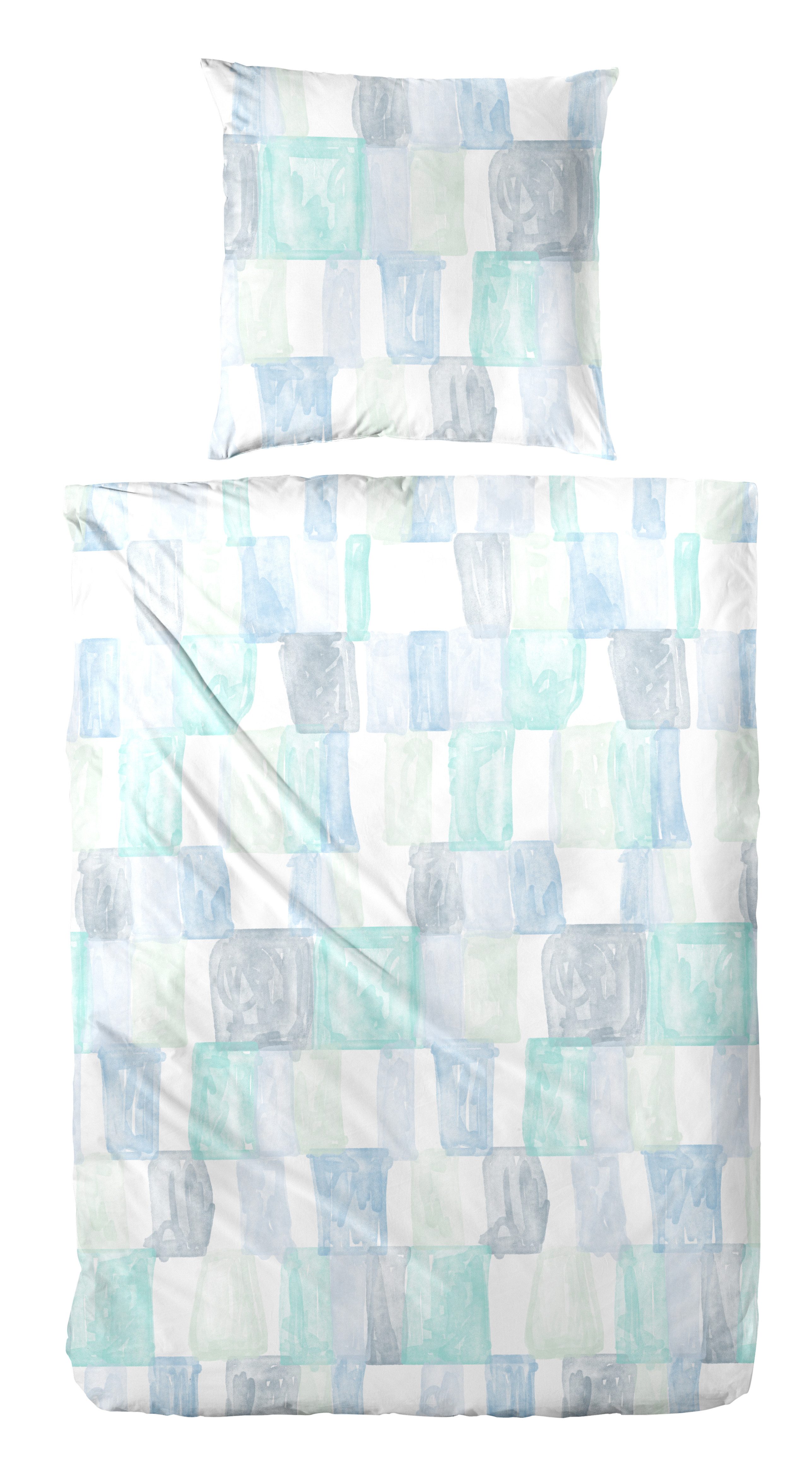 Primera Bettwäsche Perkal-Bettwäsche Watercolor Check, Perkal, 2 teilig, mit Karo-Muster