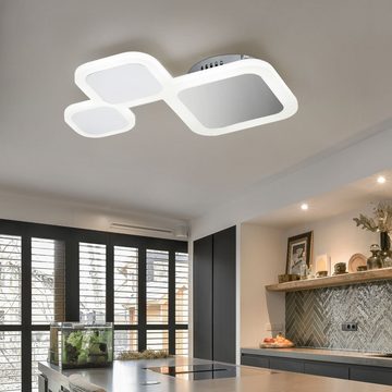 WOFI LED Deckenleuchte, LED-Leuchtmittel fest verbaut, Warmweiß, LED Design Decken Leuchte Wohn Ess Zimmer Beleuchtung Chrom Strahler