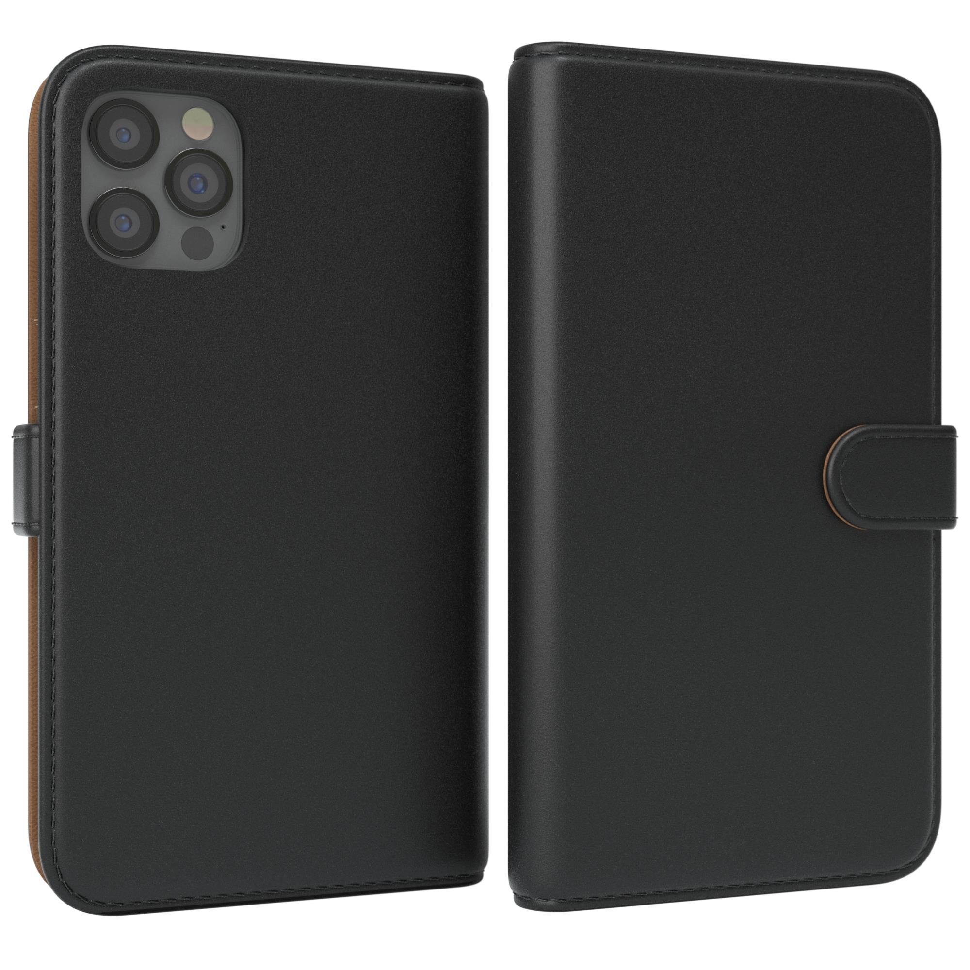 EAZY CASE Handyhülle Uni Bookstyle für Apple iPhone 12 / iPhone 12 Pro 6,1 Zoll, Schutzhülle mit Standfunktion Kartenfach Handytasche aufklappbar Etui