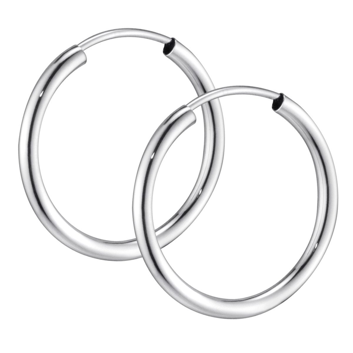 Materia Paar Creolen Damen Mädchen Ohrringe Weißgold Ø20mm GO-2, 585 Weißgold, 14 Karat