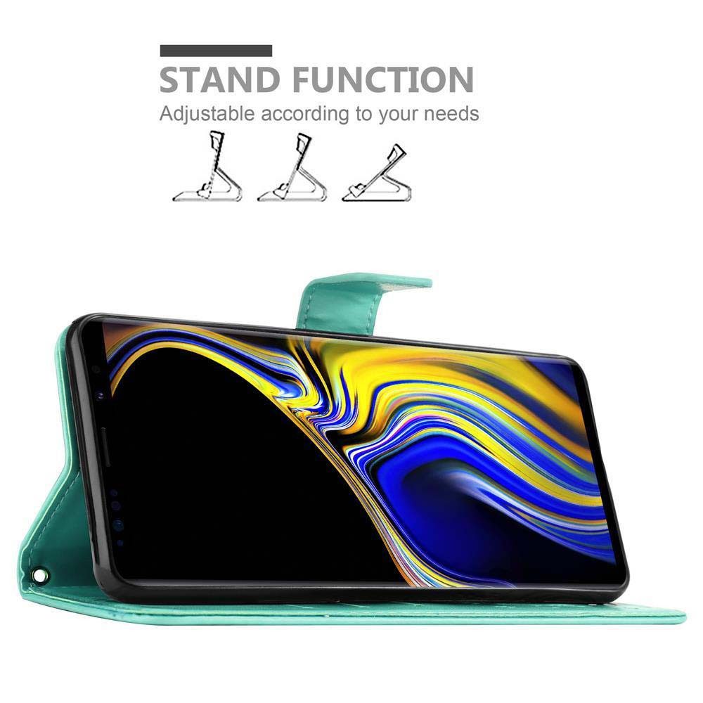 Cadorabo Handyhülle für Samsung Galaxy NOTE 9 Hülle Samsung Galaxy NOTE 9, Hülle Schutzhülle Blumen Flower mit Standfunktion Kartenfach Magnet