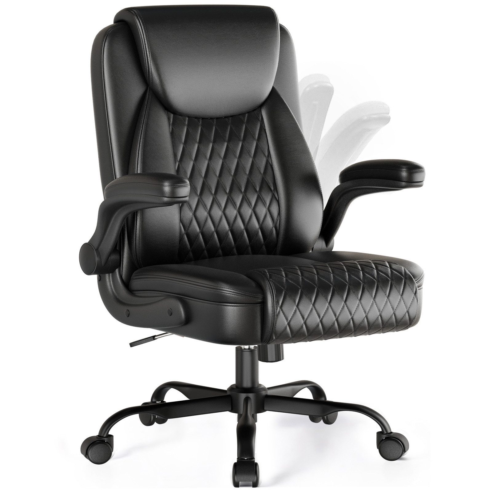 COMHOMA Chefsessel Bürostuhl Schreibtischstuhl höhenverstellbar mit hohe Rückenlehne (Packung), Wippmechanik Ergonomisches Design mit gepolsterten Armlehnen