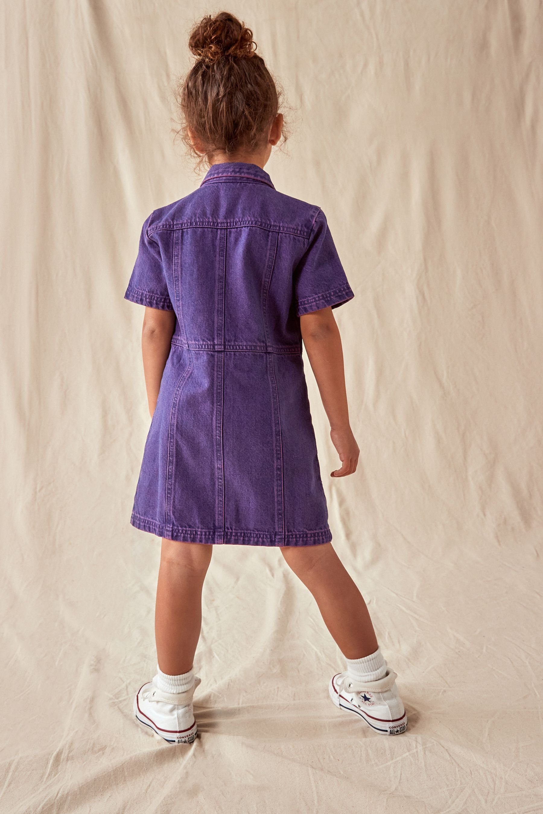 Tailliertes Purple (1-tlg) Overdye Next Jeanskleid Jeanskleid