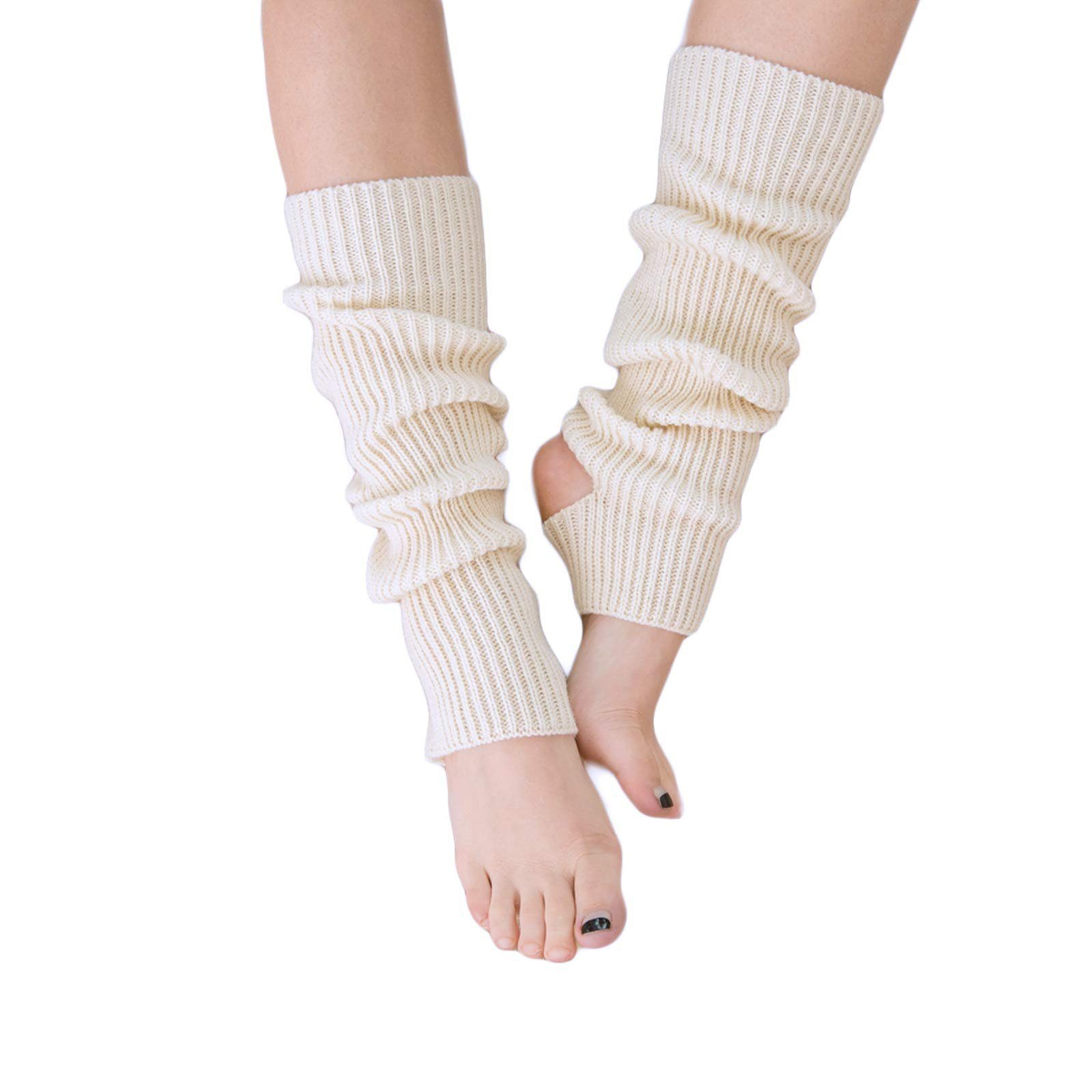 POCHUMIDUU Beinstulpen Gestrickte Ballett-Beinstulpen für Mädchen/Damen (set, 2-St), extra weiche, lange Beinstulpen für Yoga, Tanzen, Winter Weiß
