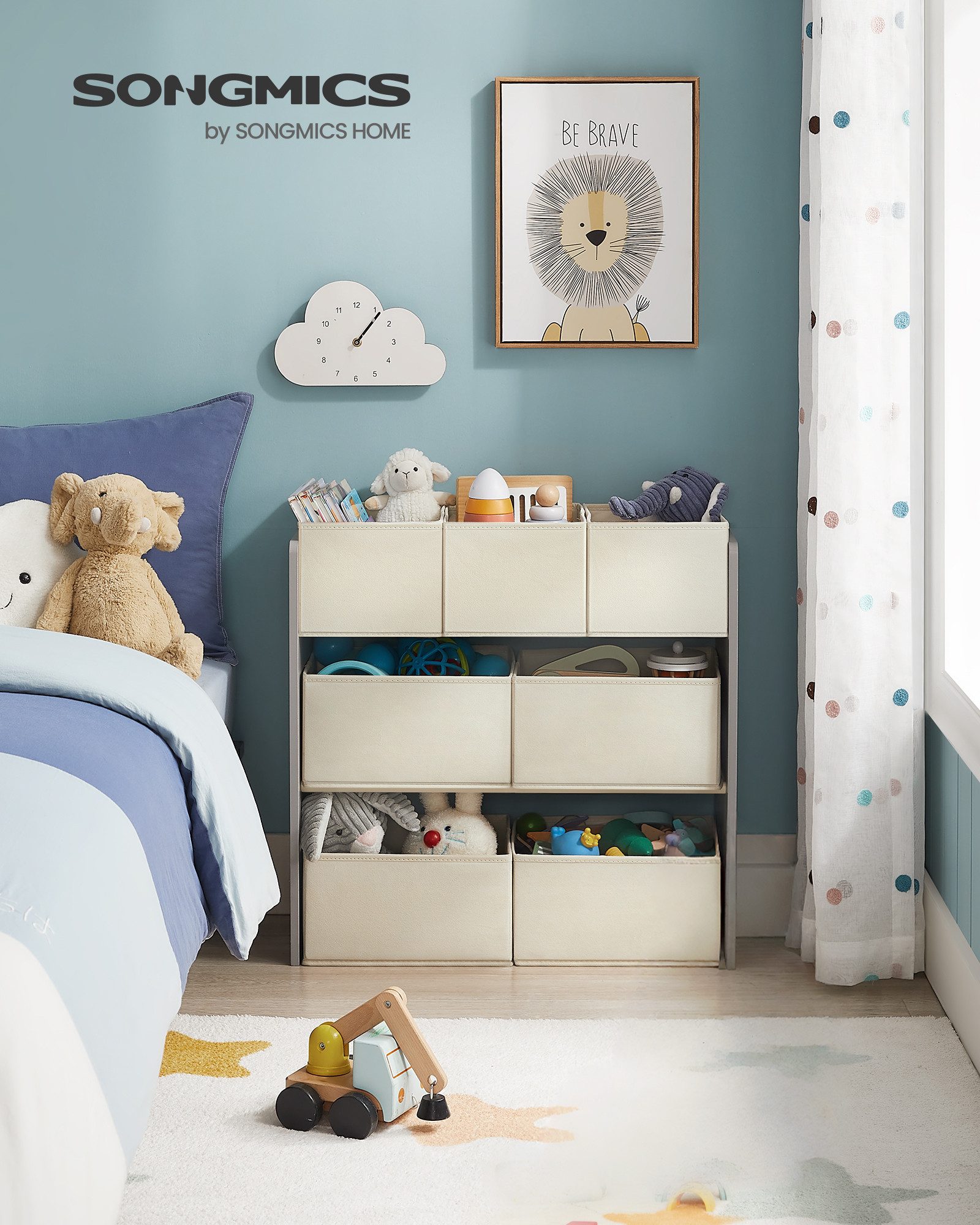 SONGMICS Spielzeugtruhe Kinderregal Bücherregal Kinder, mit 7 Aufbewahrungs günstig online kaufen