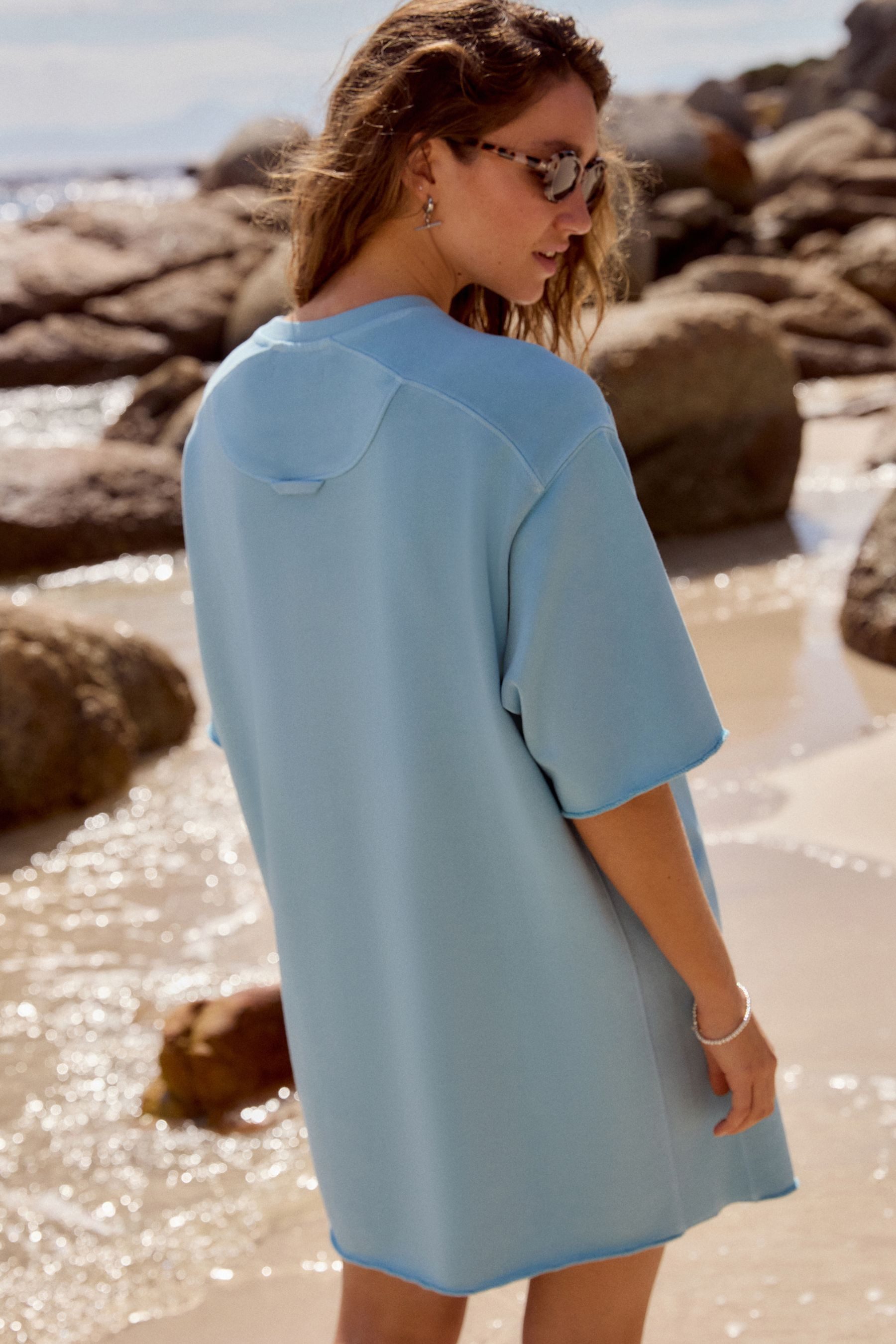 Next Shirtkleid Sweatshirt mit unversäubertem Saum aus Baumwolle (1-tlg) günstig online kaufen