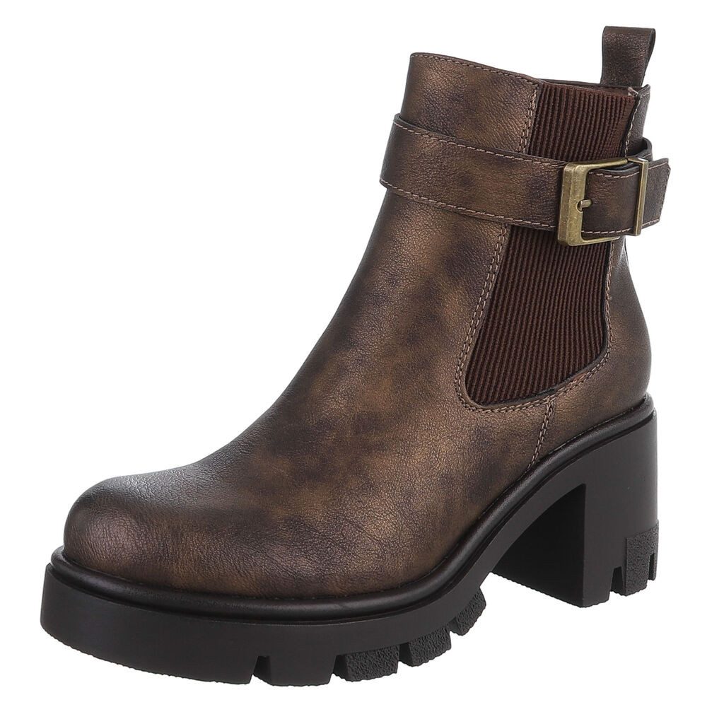 Ital-Design Elegante Chelsea Boots mit Blockabsatz für Damen Plateaustiefel günstig online kaufen