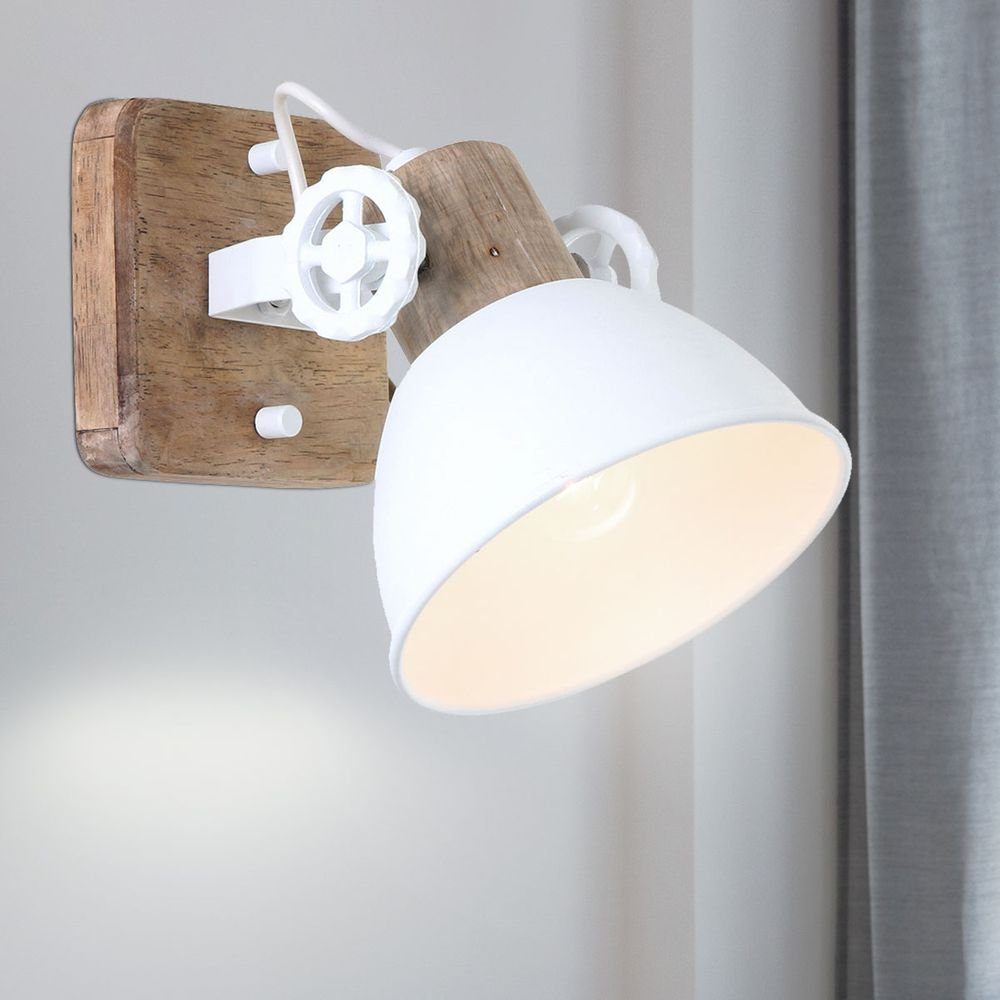 etc-shop LED Wandleuchte, Leuchtmittel inklusive, Warmweiß, Retro Wand Strahler Holz Wohn Zimmer FILAMENT Lampe weiß Spot