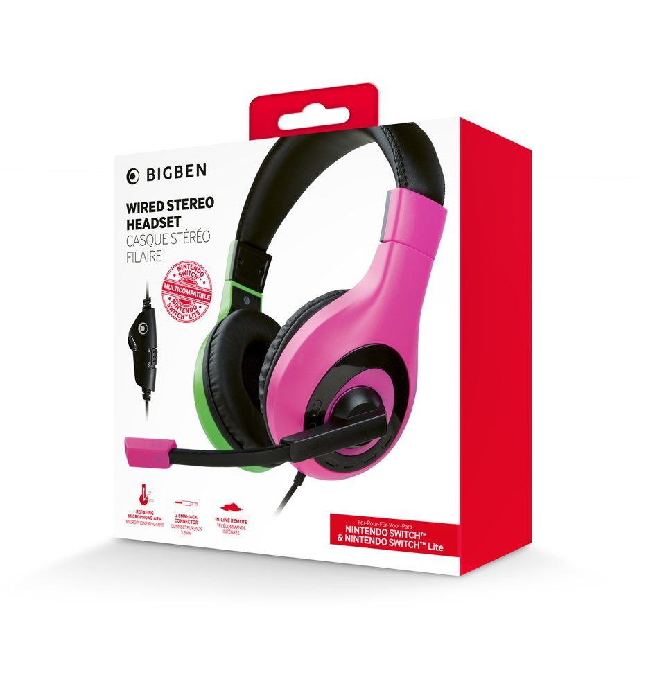 BigBen Switch / Lite Stereo Gaming Headset V1 pink, grün BB006919 Zubehör Nintendo