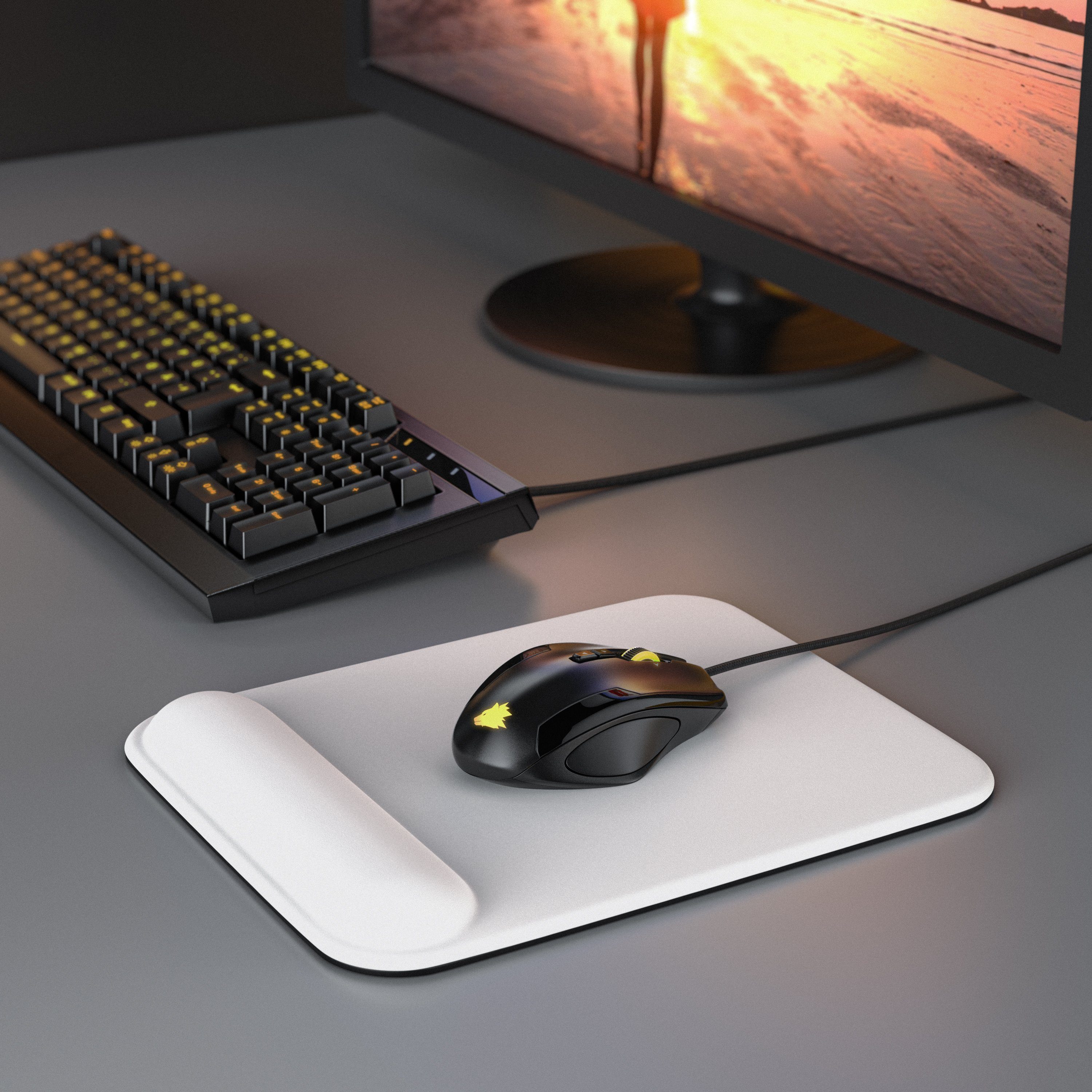 CSL Gaming Mauspad Office Gel Mousepad mit Handgelenkpolster 225 x 280 x 20 mm (1-St), Handballenauflage, Gelpolster ergonomisch, abwaschbar, weiß – Bild 5 von 5