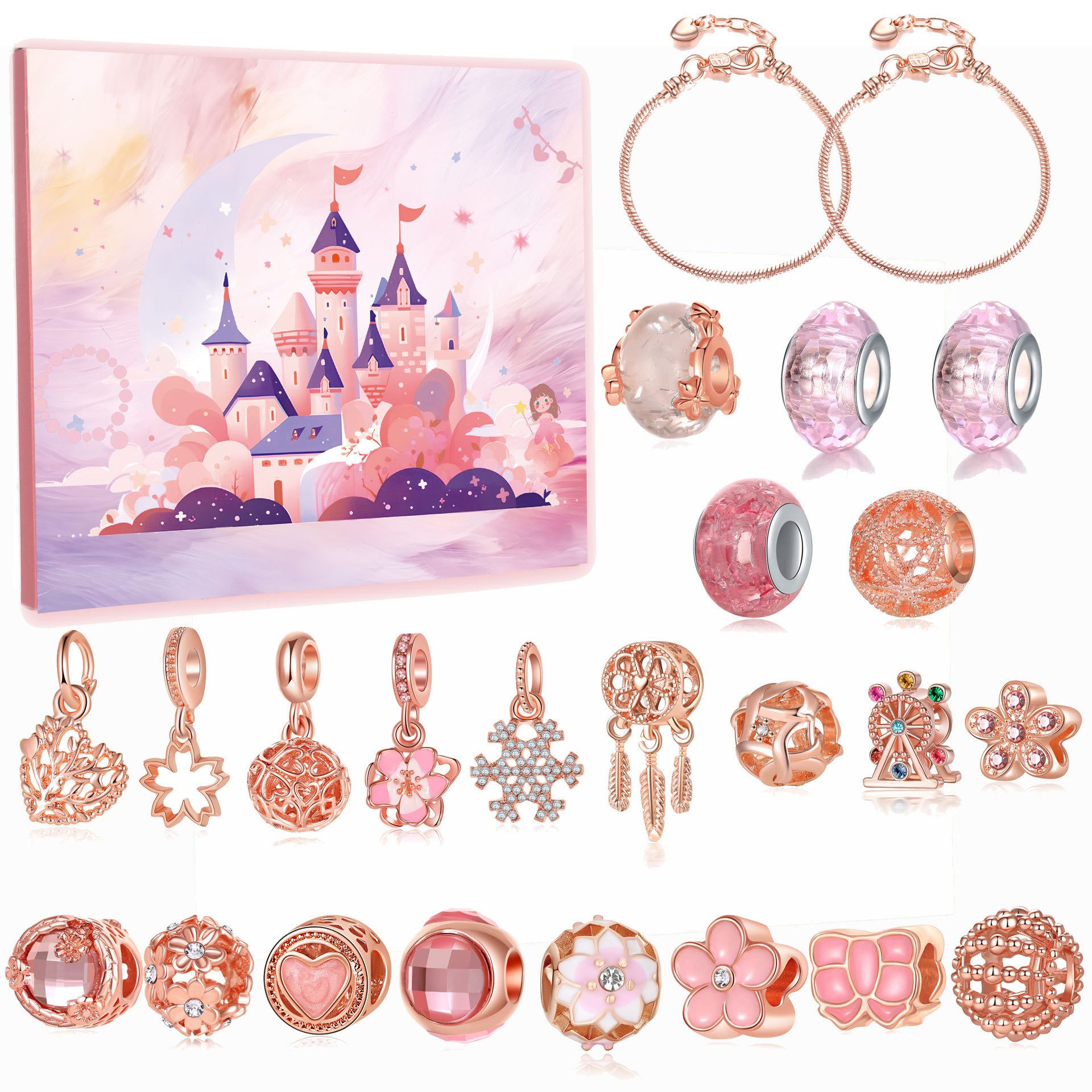 CLTYQ Schmuck-Adventskalender Schmuck-Adventskalender Weihnachtskalender Teenager Mädchen Kinder, DIY Adventskalender Inhalt Kinder Frauen Schmuck Armband