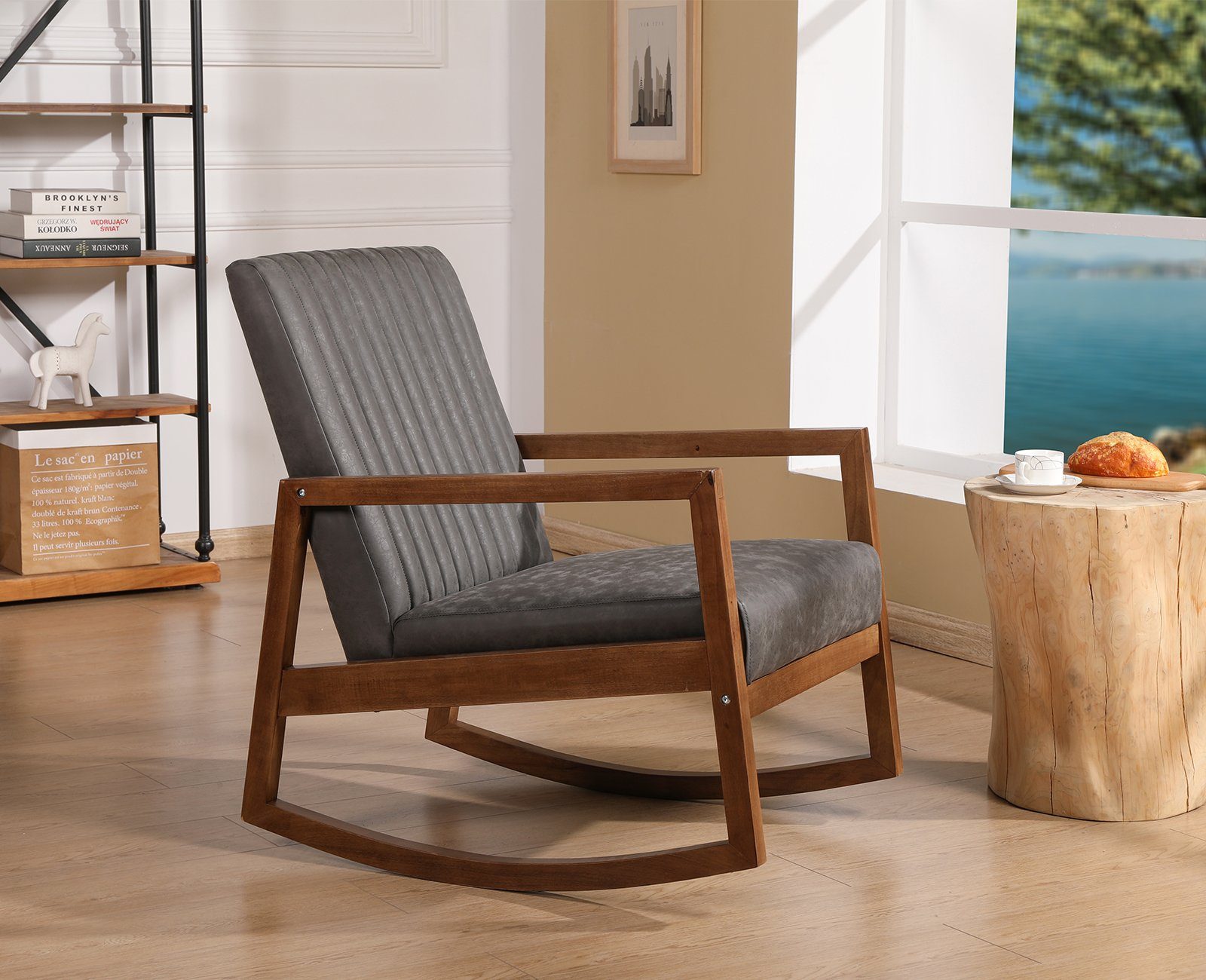 WAHSON OFFICE CHAIRS Schaukelstuhl Lederbezug Schaukelstuhl günstig online kaufen