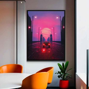 DOTCOMCANVAS® Leinwandbild Sunset Boulevard, Leinwandbild Sunset Boulevard KI AI generiert digitale Kunst Wandbild